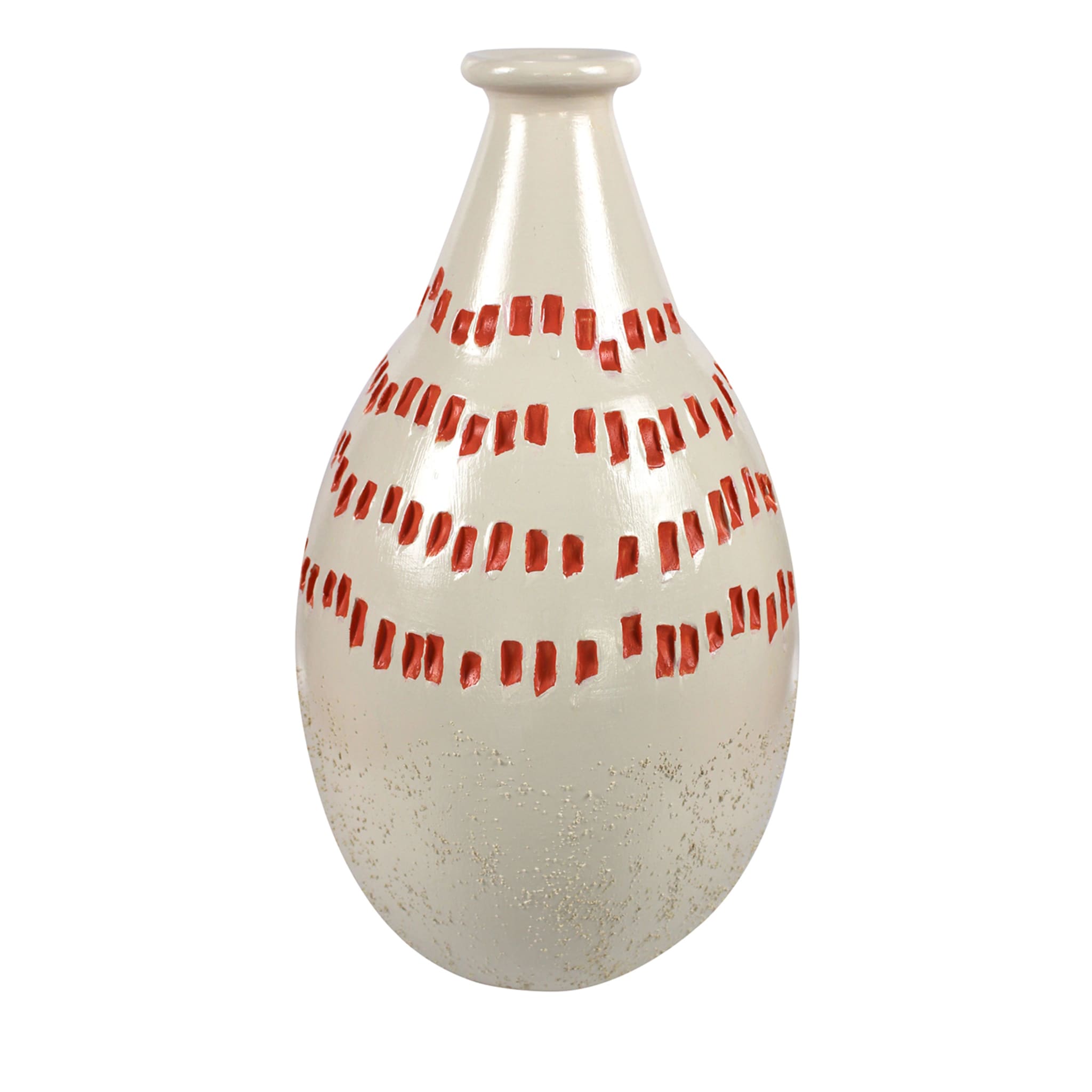 Drop-Shaped Beige & Red Vase 17 by Mascia Meccani - Main view
