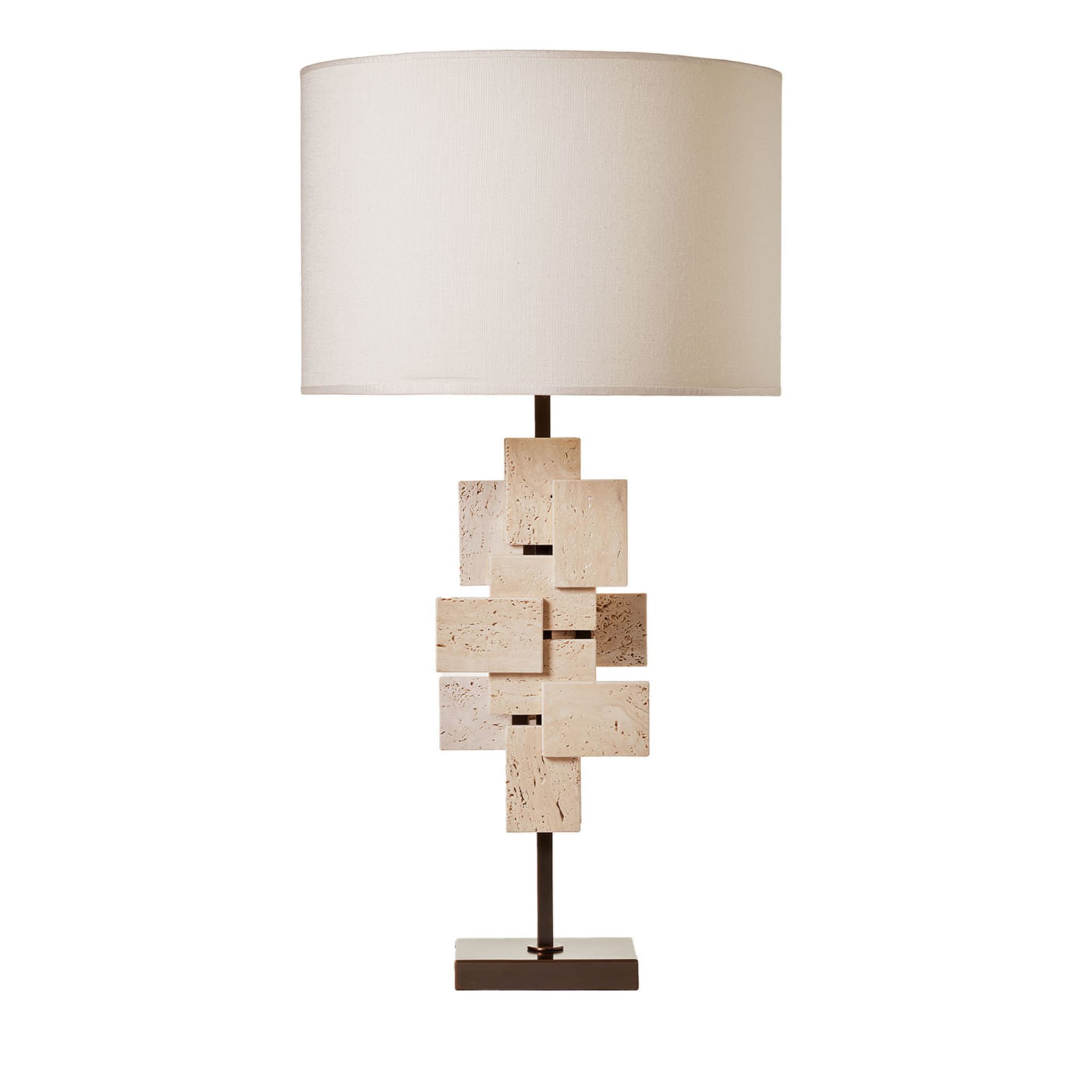 "Tiles" Table Lamp in Travertine and Bronze - Main view