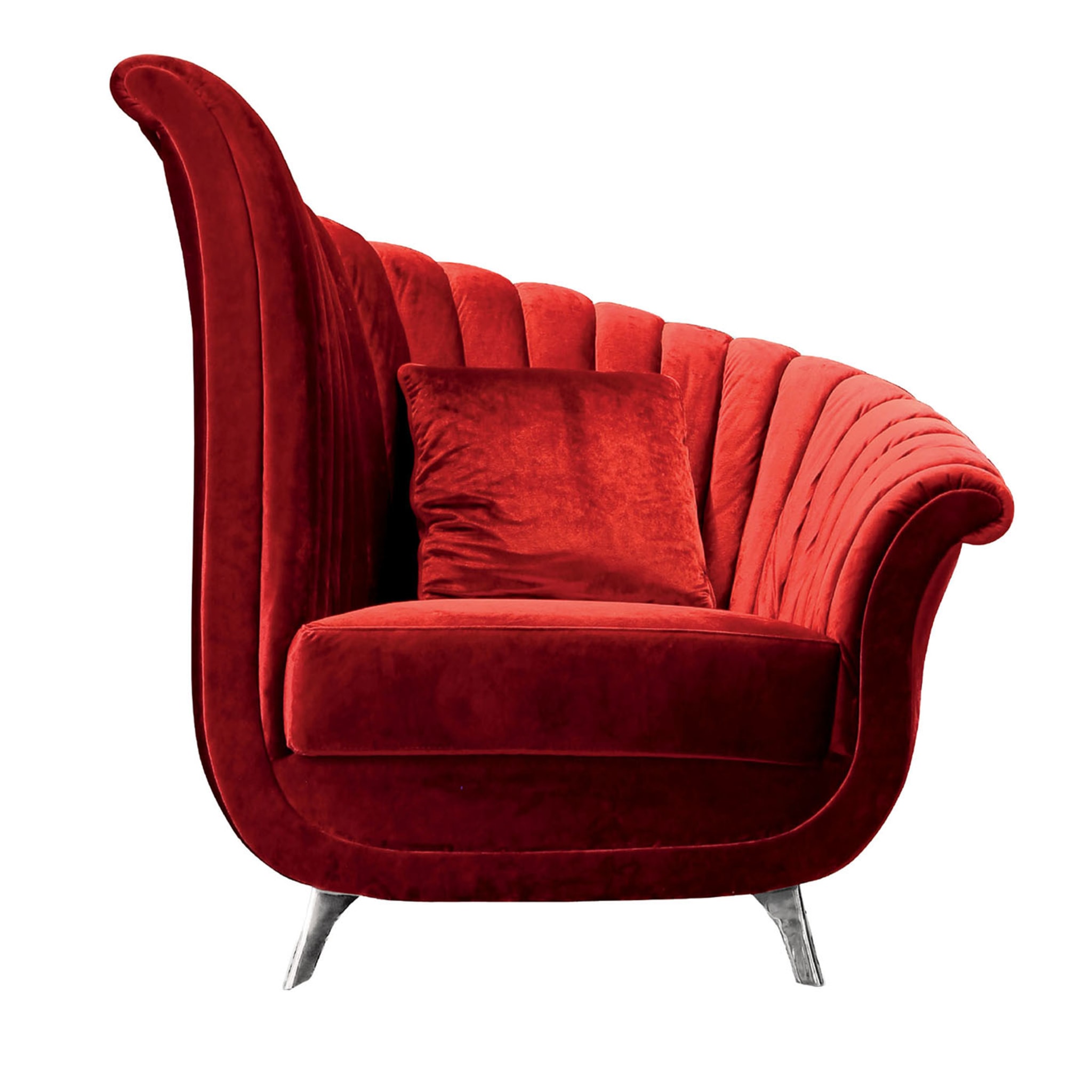 Red Velvet Shell Armchair - Main view