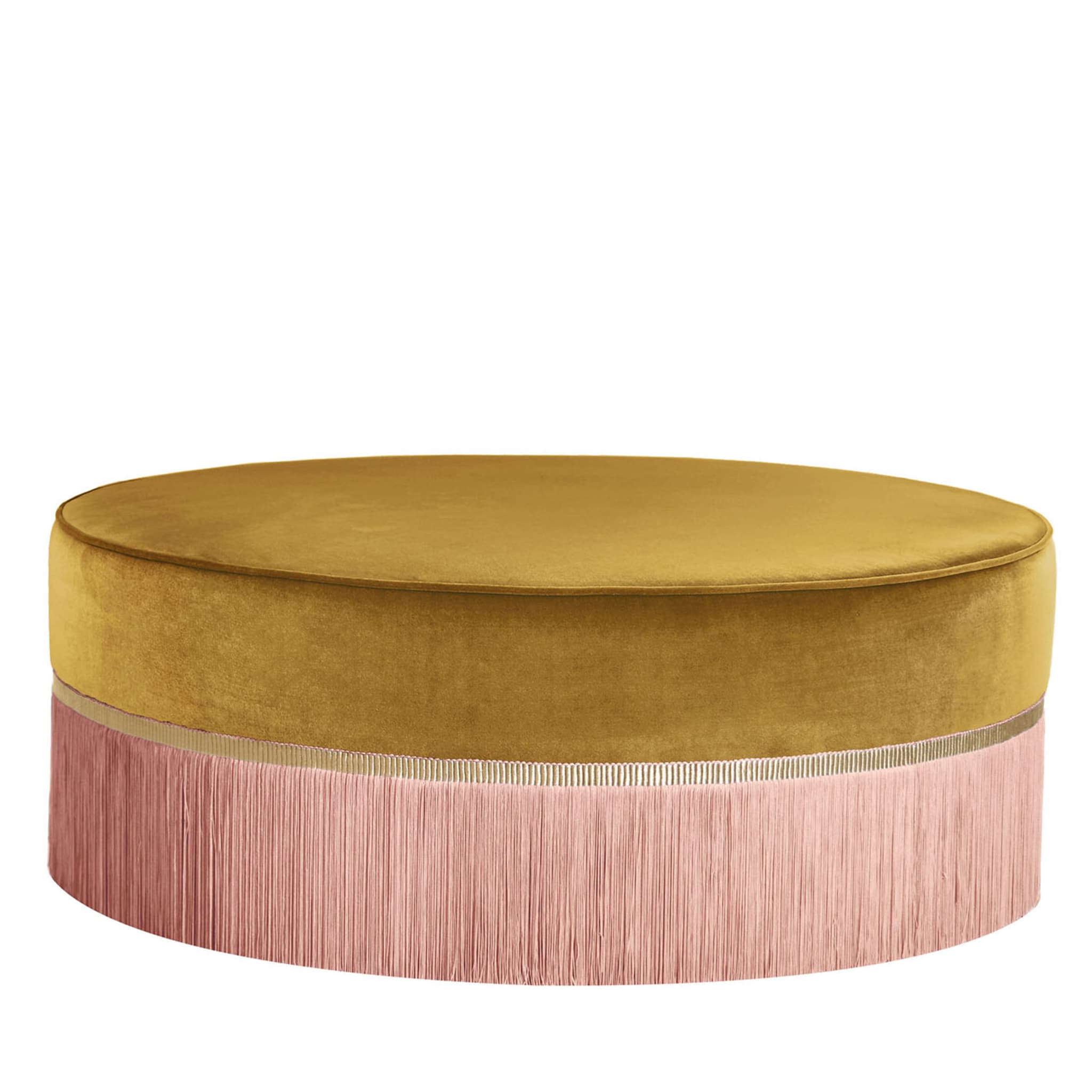 Yellow and Pink Couture Geometric Bicolor Pouf - Main view