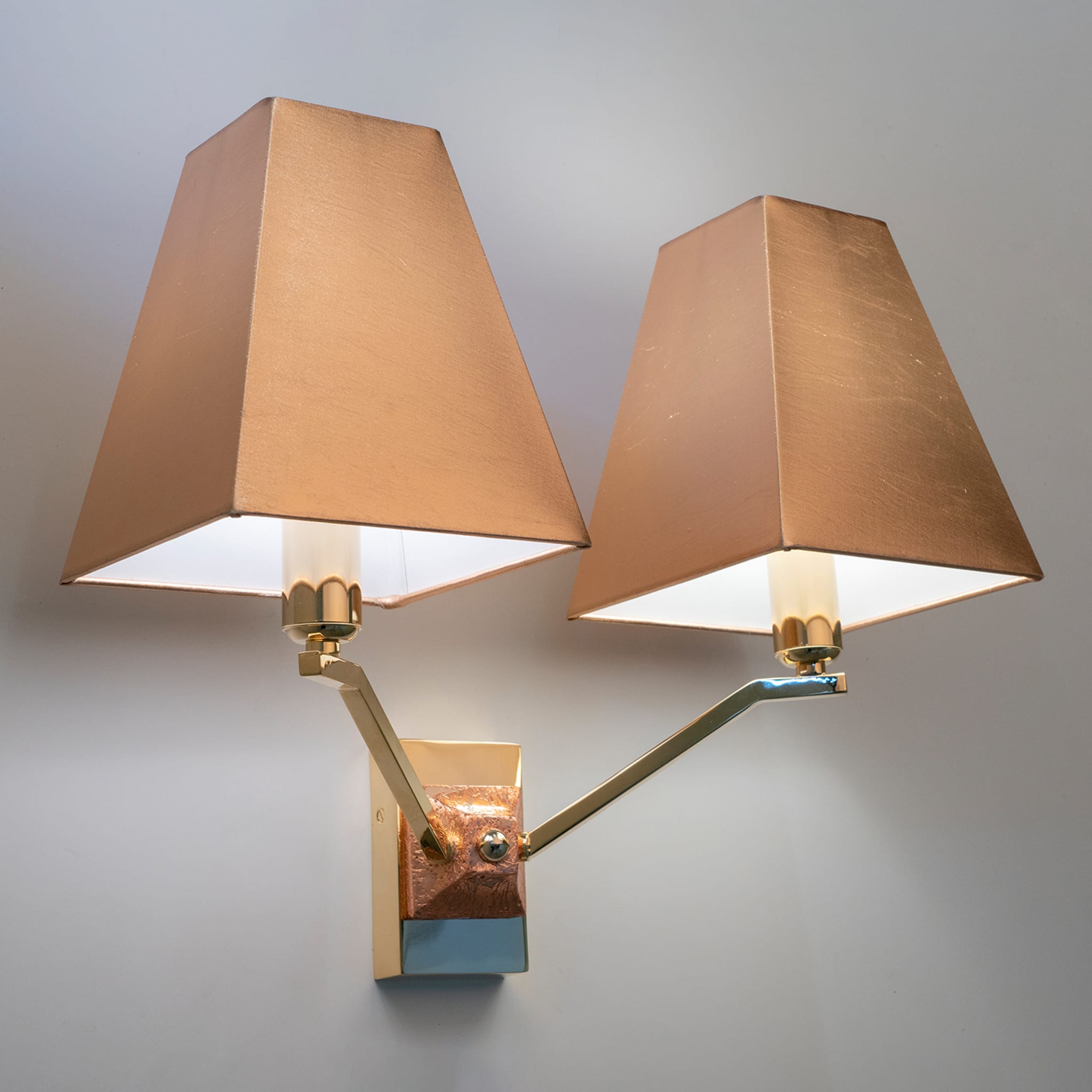 2-Light Copper-Leaf & Golden Wall Lamp - Alternative view 1