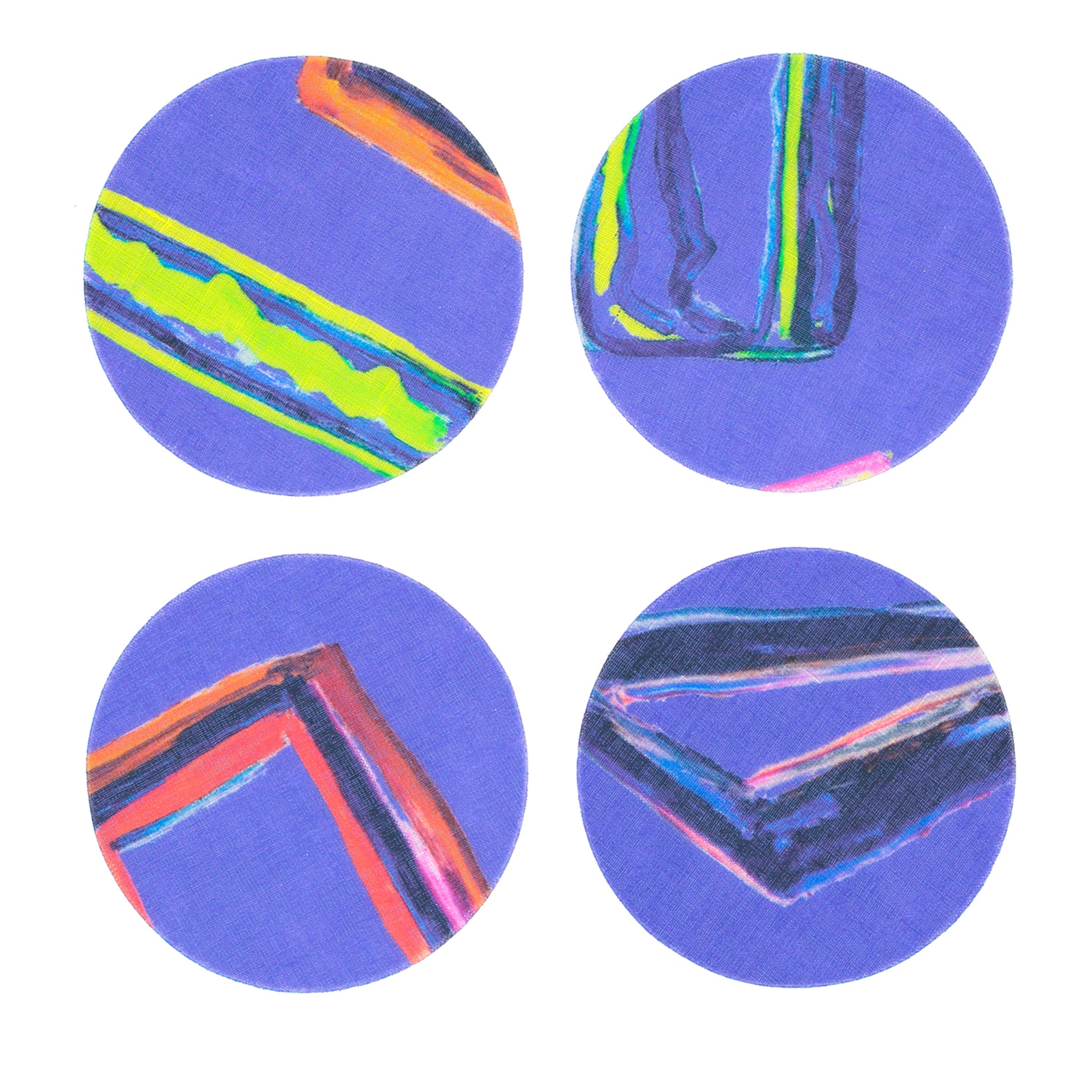 Juego de 8 posavasos revestidos de formas espaciales en color púrpura - Vista principal