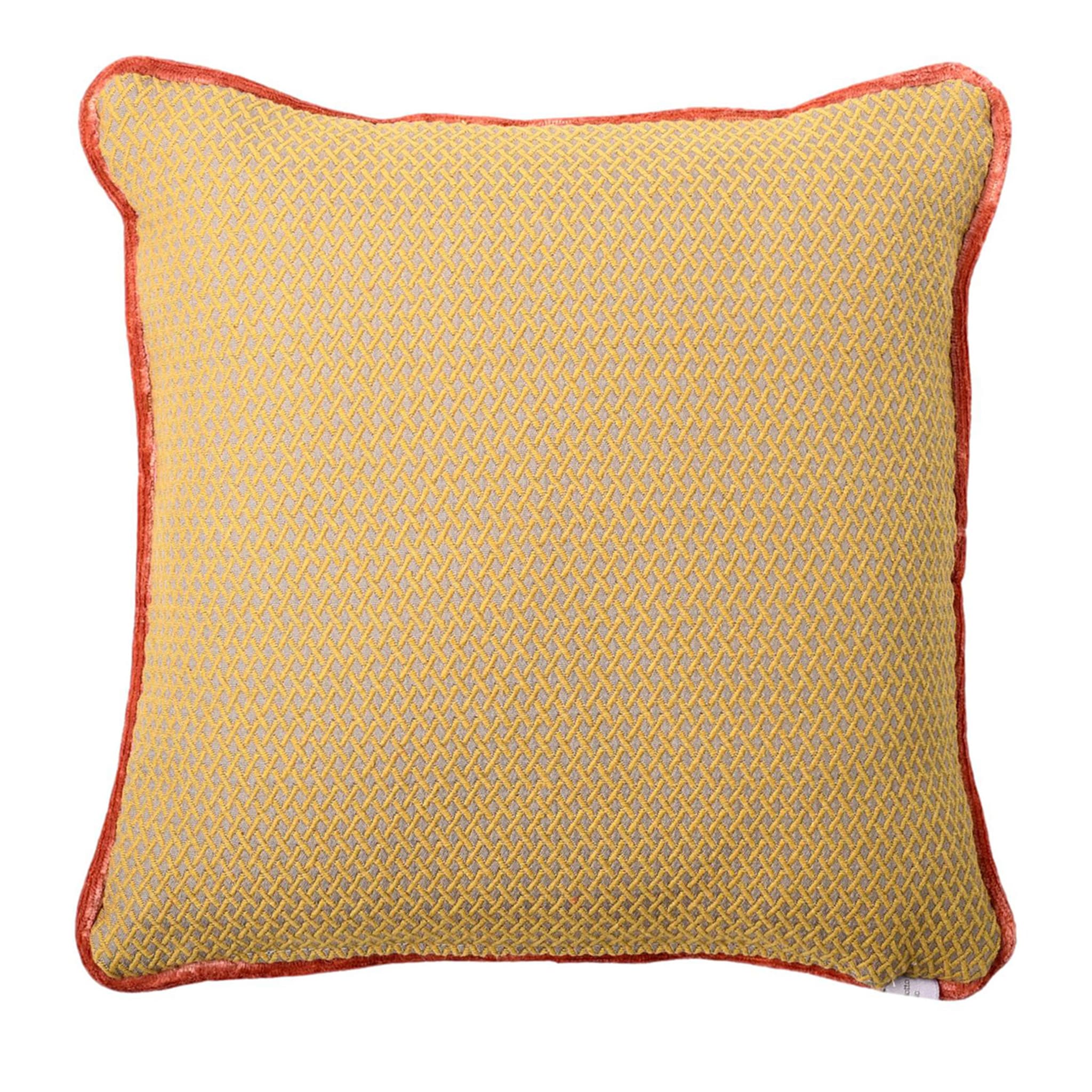 Yellow Carrè Cushion in False Unit Jacquard Fabric - Main view