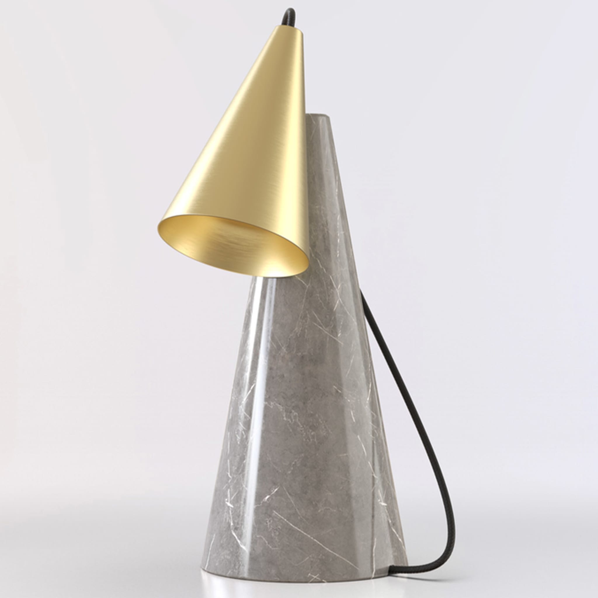 ED038 Grey Stone and Brass Table Lamp - Alternative view 1