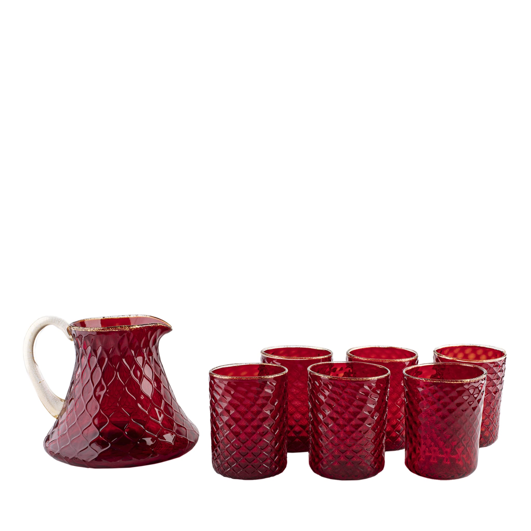 Set of Red Balloton Pitcher and 6 Glasses - Main view