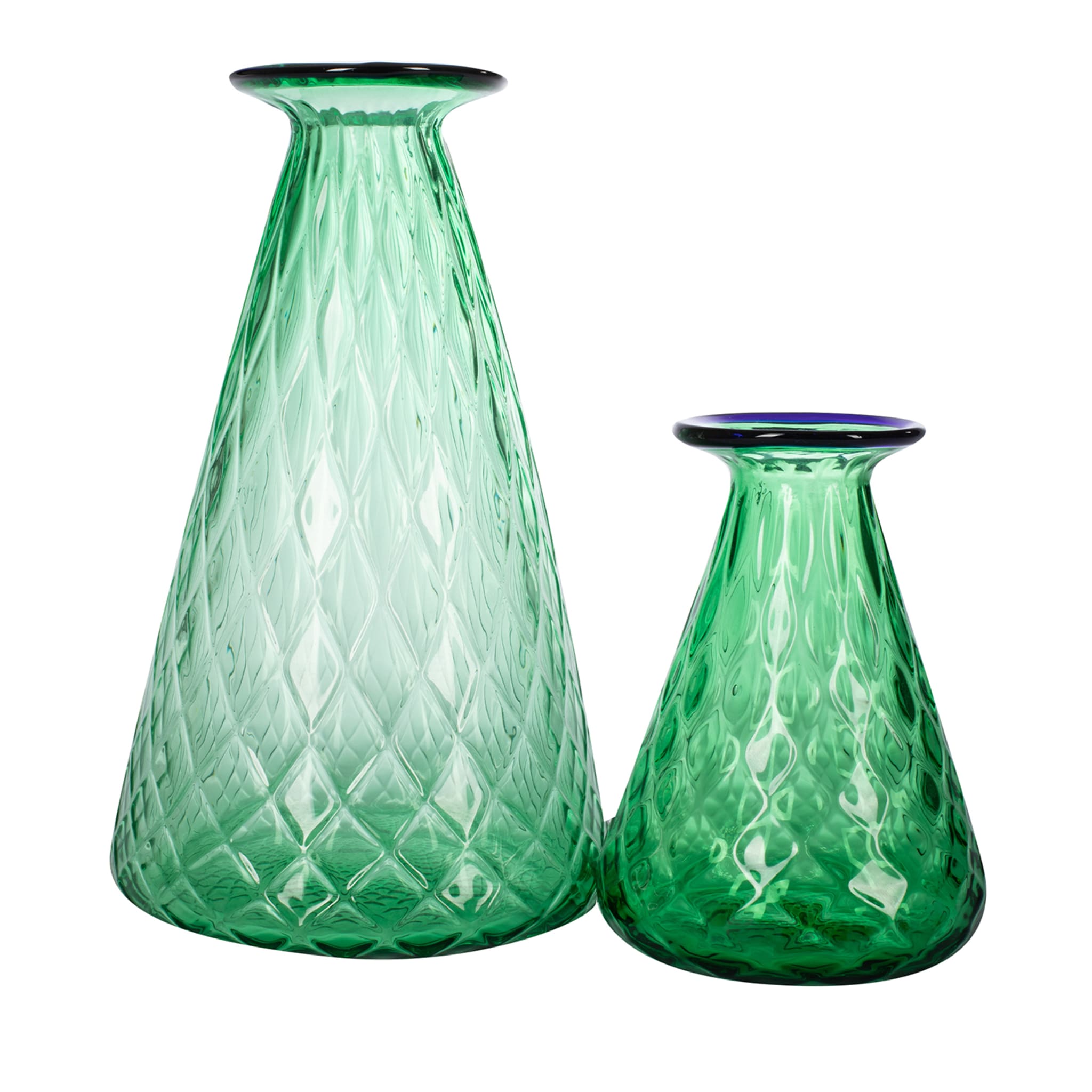 Balloton Satz von 2 konischen grünen Vasen - Hauptansicht