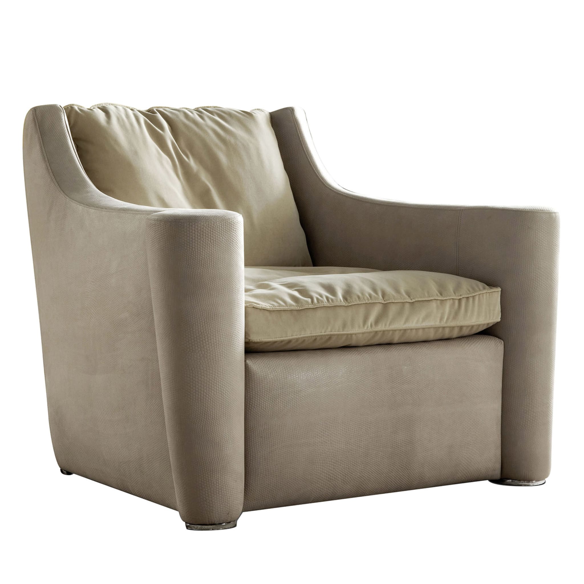 Beige Velvet fabric Armchair - Main view