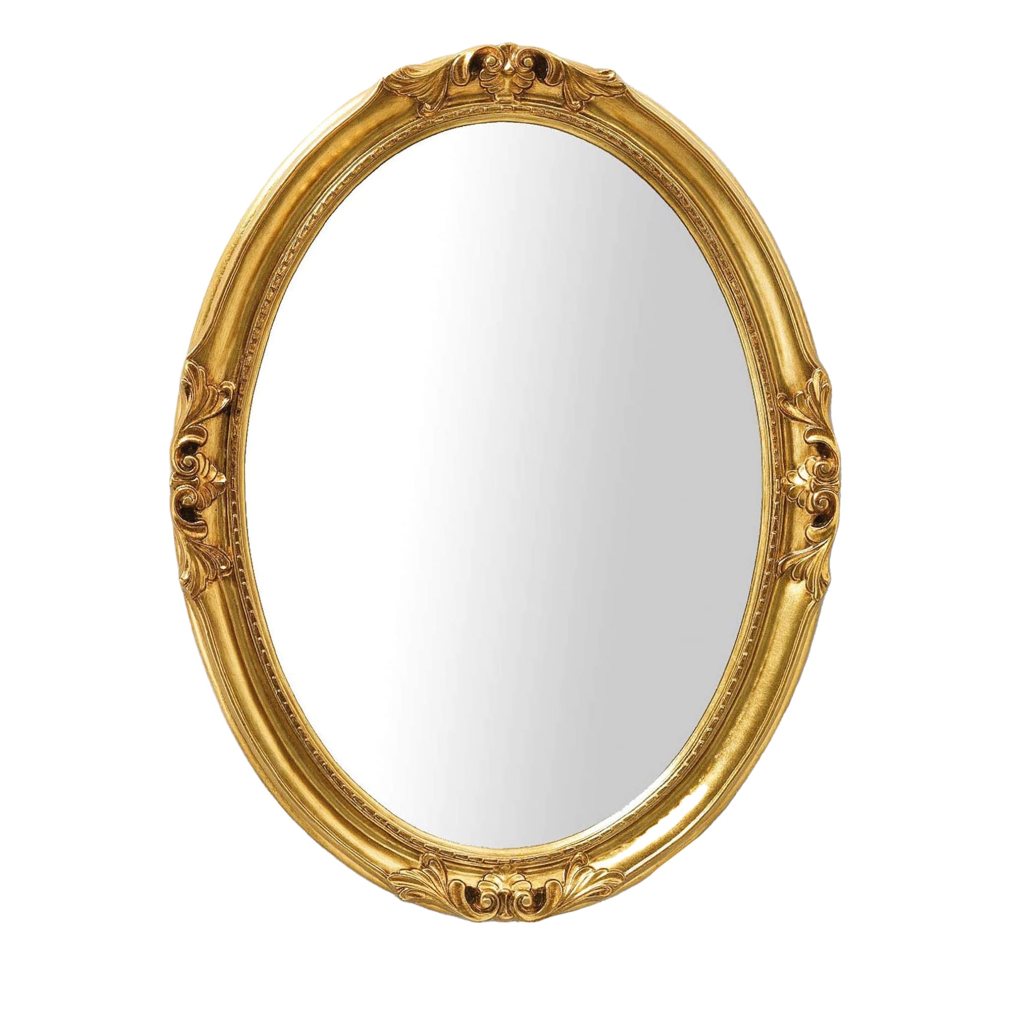 Catherine French Baroque-Style Oval Gold Leaf Mirror - Main view