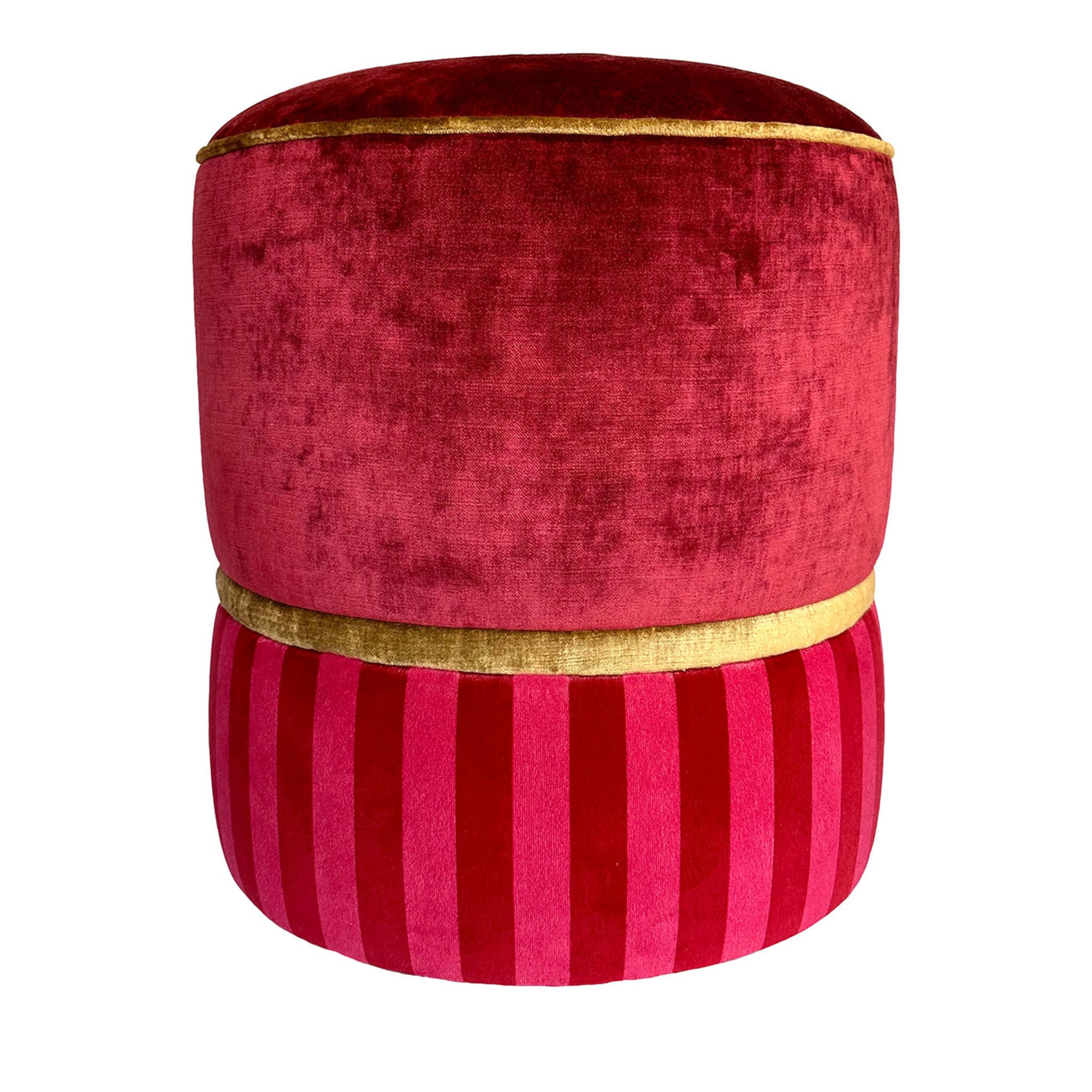 Circus Embroidered Strawberry-Pink & Bronze Pouf - Main view