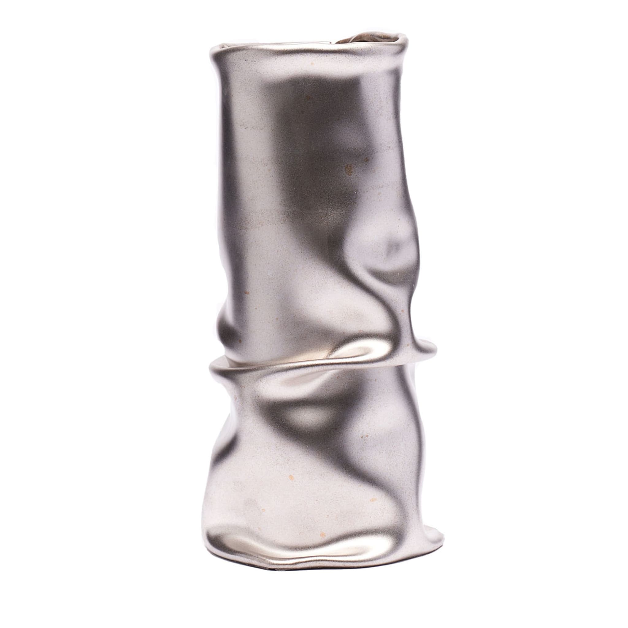 Venere Small Pleated Silvery Vase - Main view