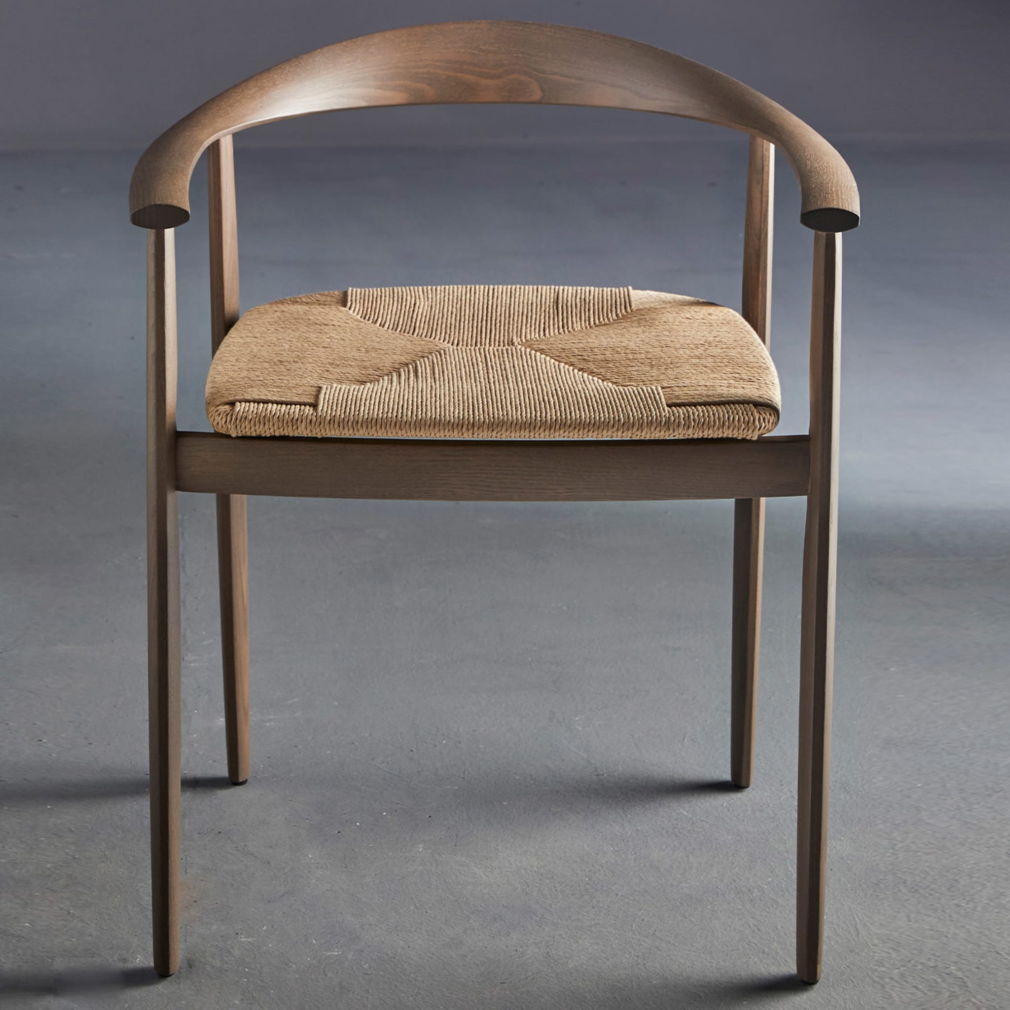 Odyssée Brown Armchair with Straw Seat by P. Borgonovo - Alternative view 1