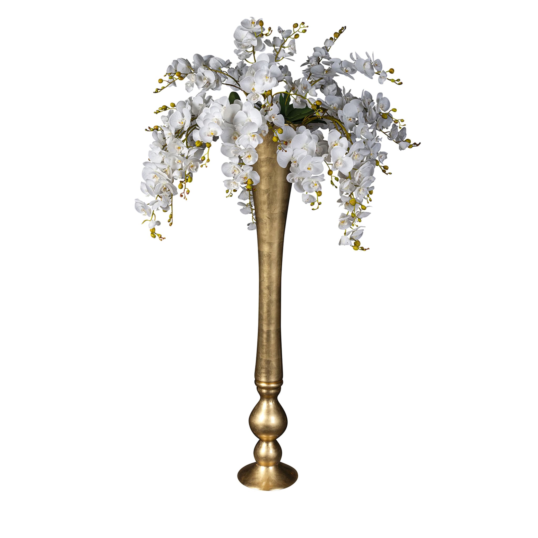 Eternity Madame Butterfly Faux Floral Composition with Gold Vase - Main view