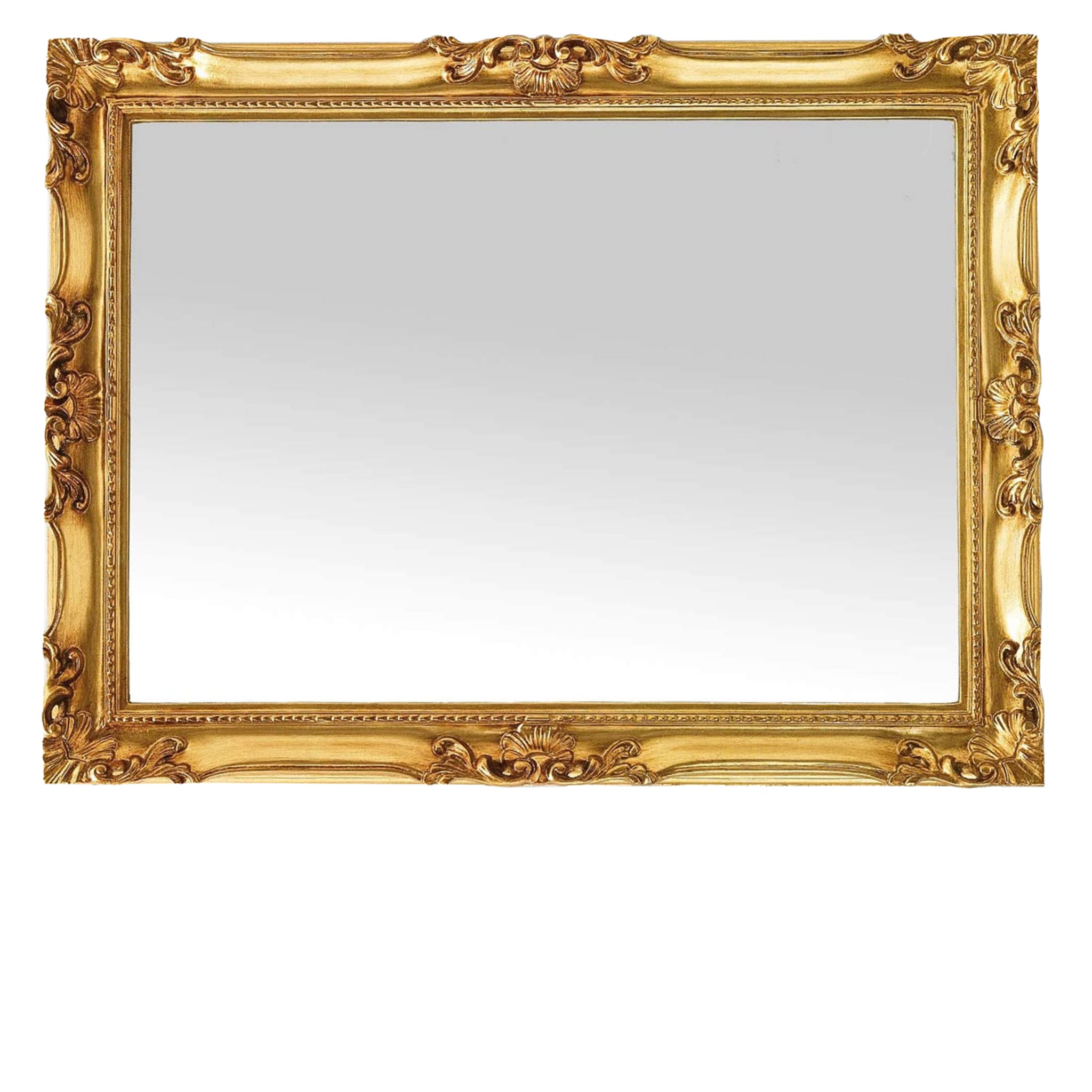 Specchio da parete in foglia d'oro anticata in stile barocco francese Delphine - Vista principale