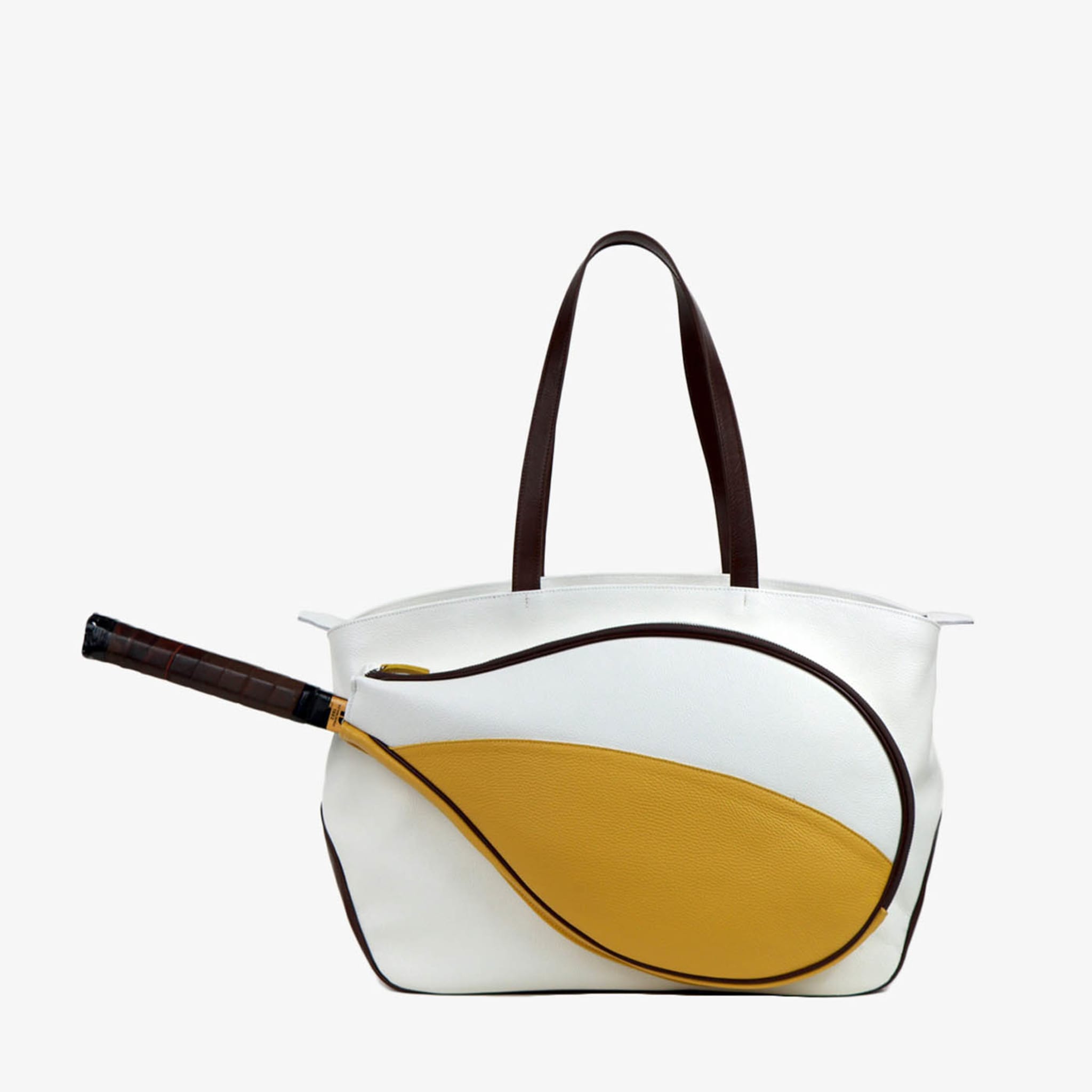 Sport White/Yellow/Brown Bag with Tennis-Racket-Shaped Pocket - Alternative view 2