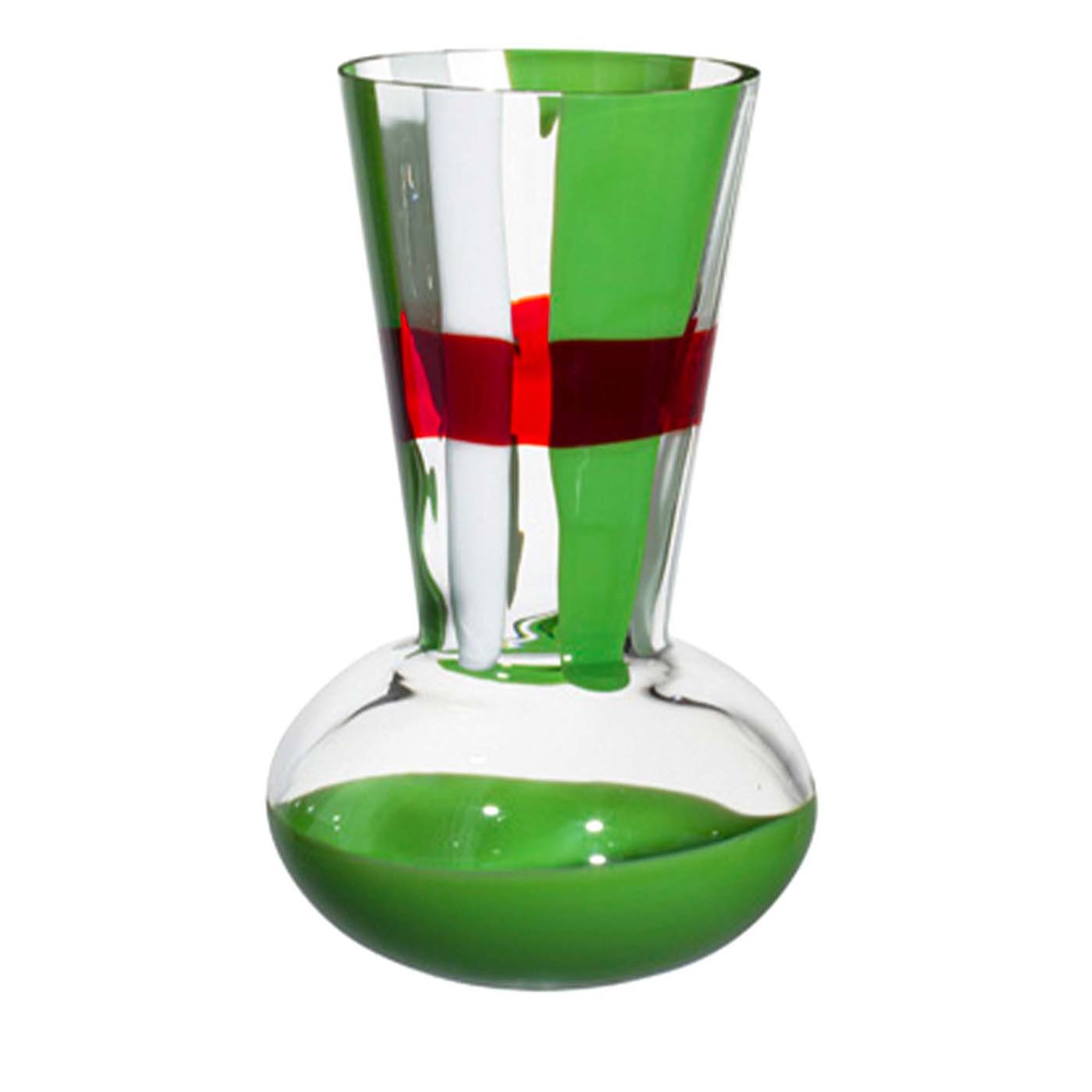 Vaso Troncosfera a strisce verdi/bianche/rosse di Carlo Moretti - Vista principale