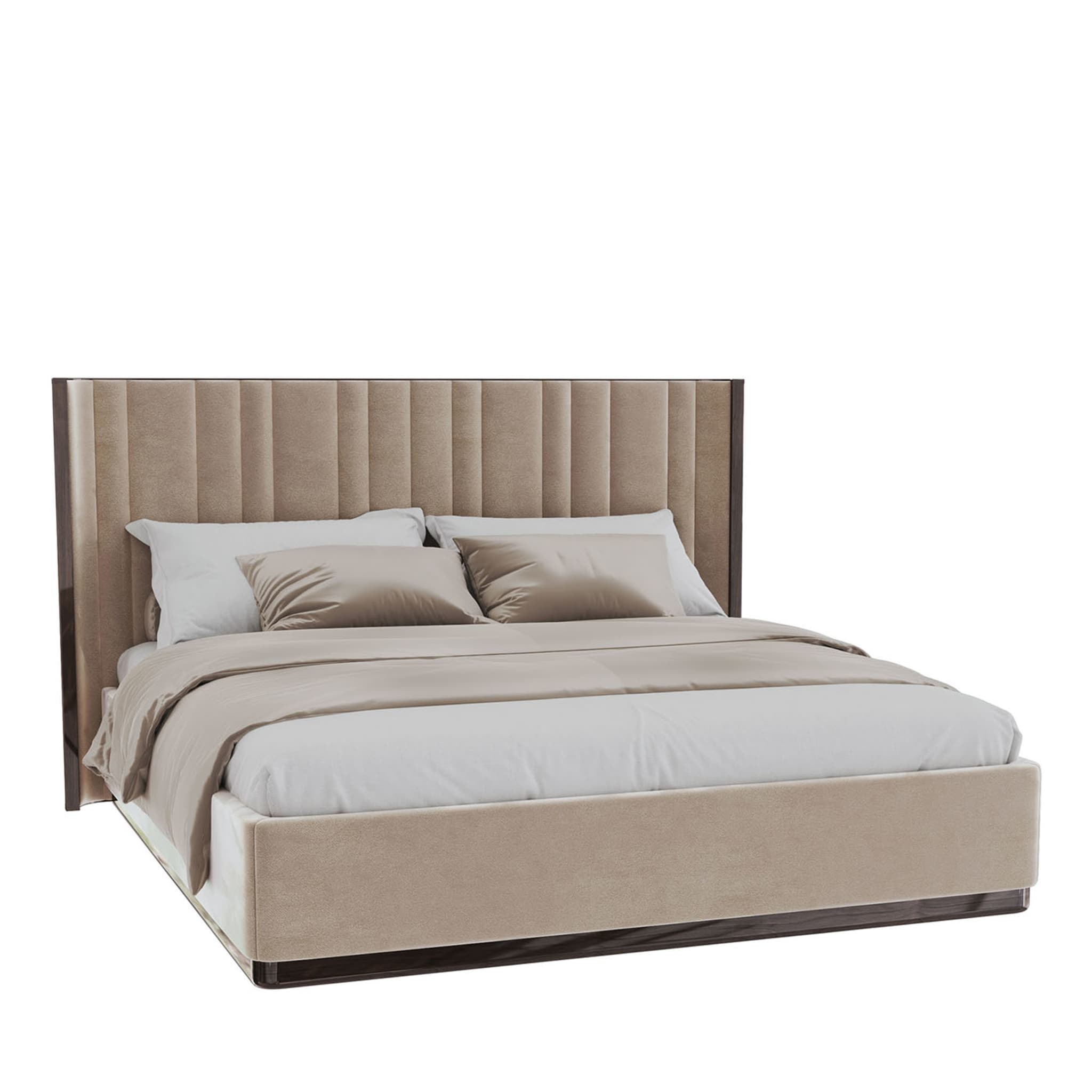  Saga 140 Italian Curved Bed Upholstered In Velvet Fabric - Vue principale