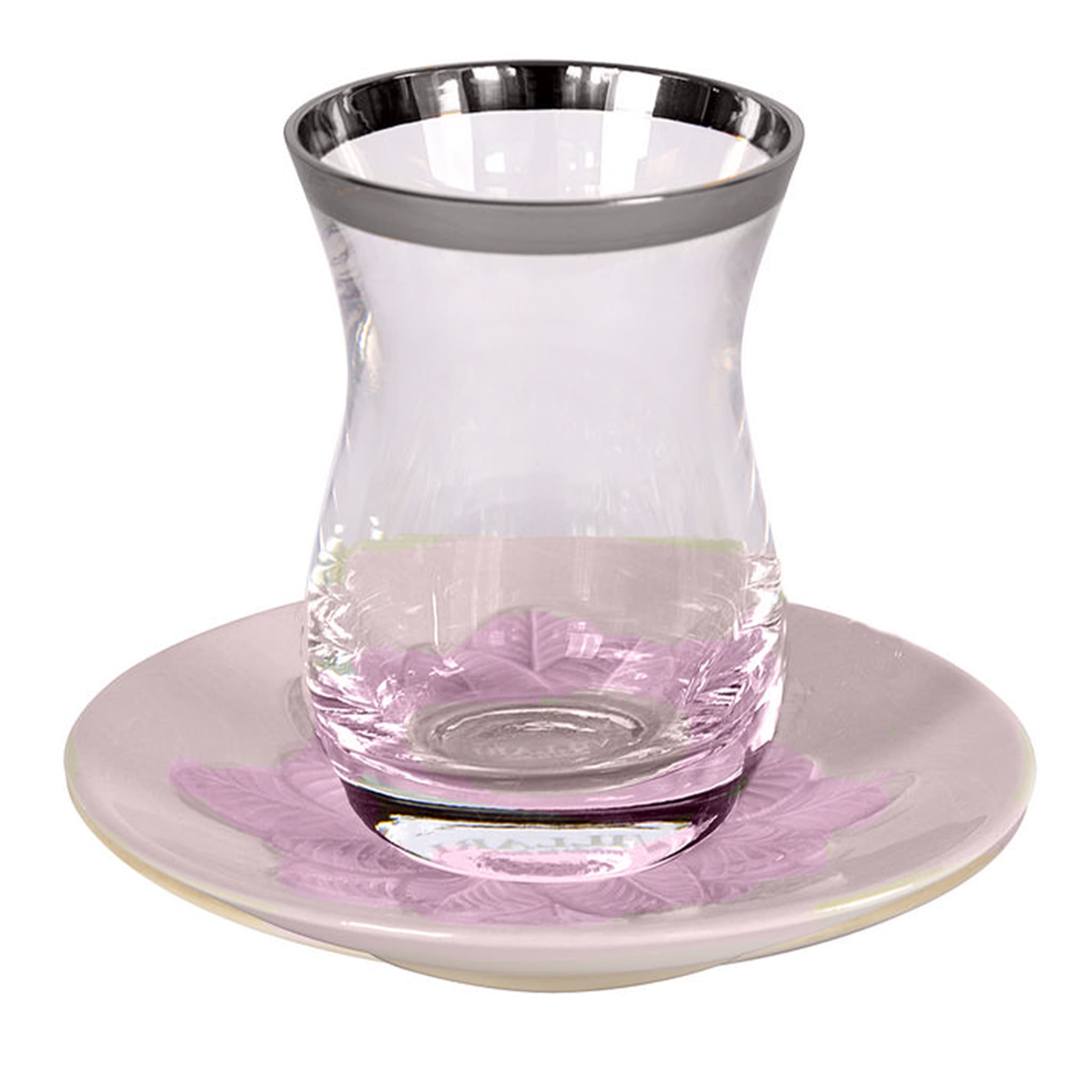 PEAOCOK ORIENTAL COFFEE BIG CUP - PINK AND SILVER - Main view