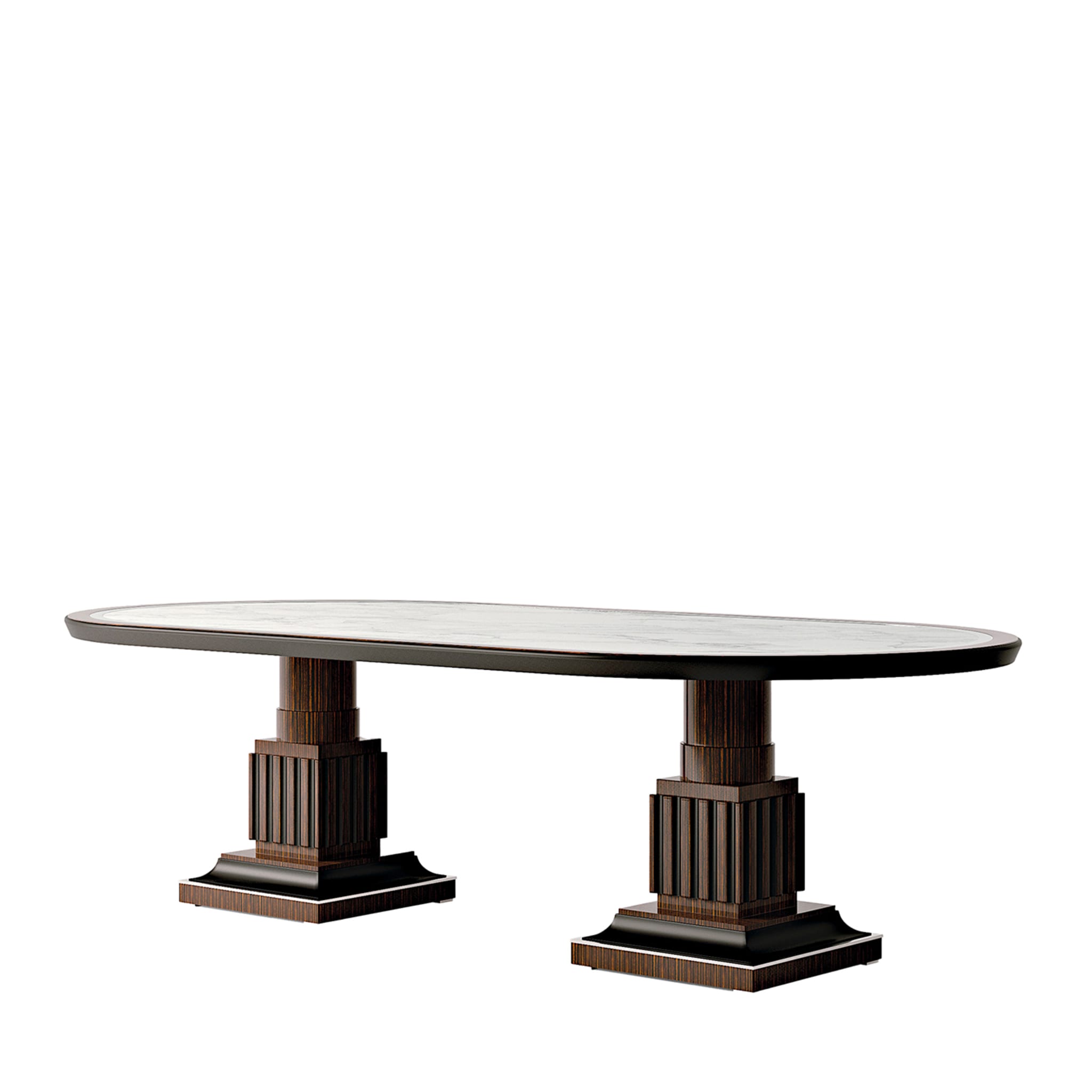 Ebony and Marble Oval Table - Main view