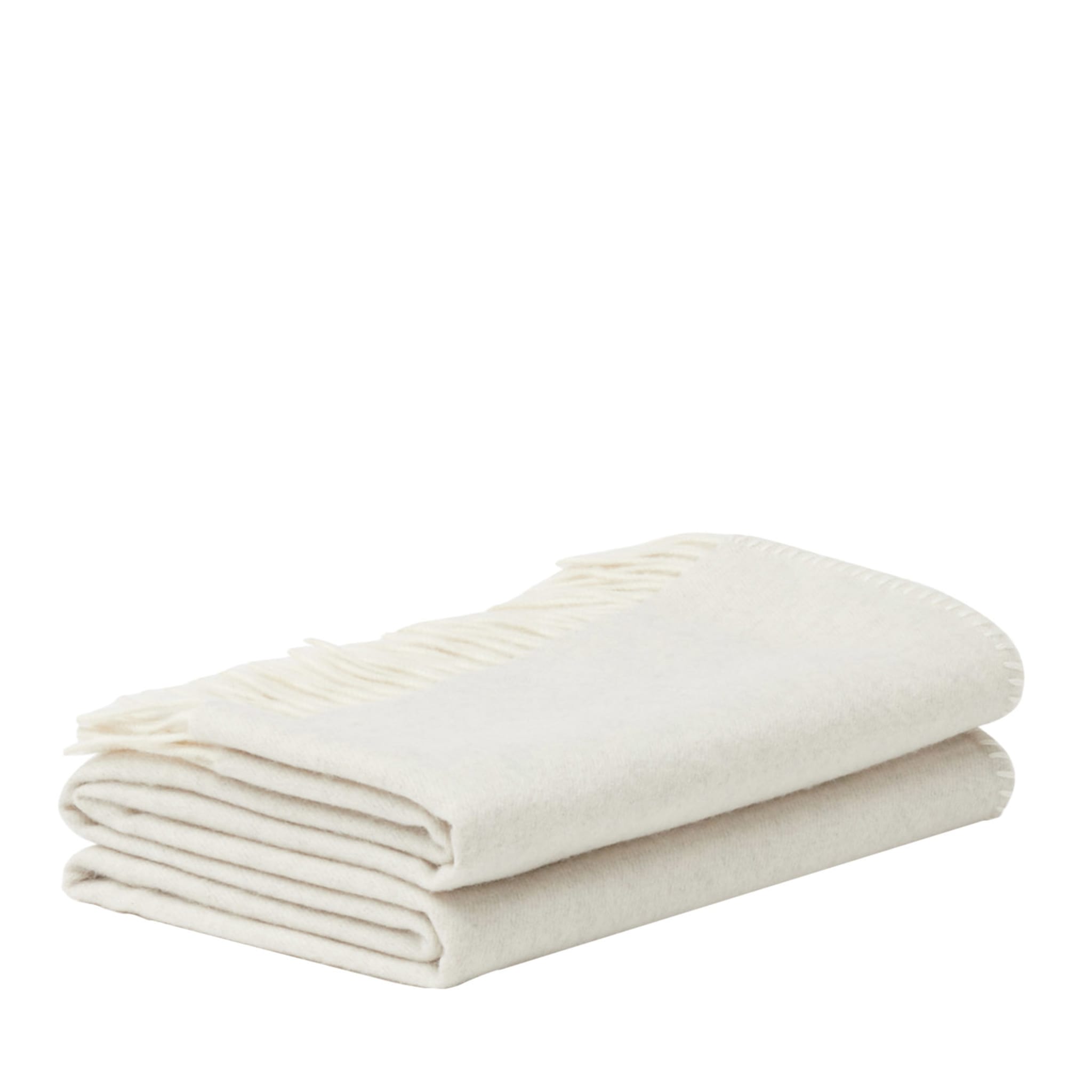 Melrose Fringed White Small Blanket - Main view