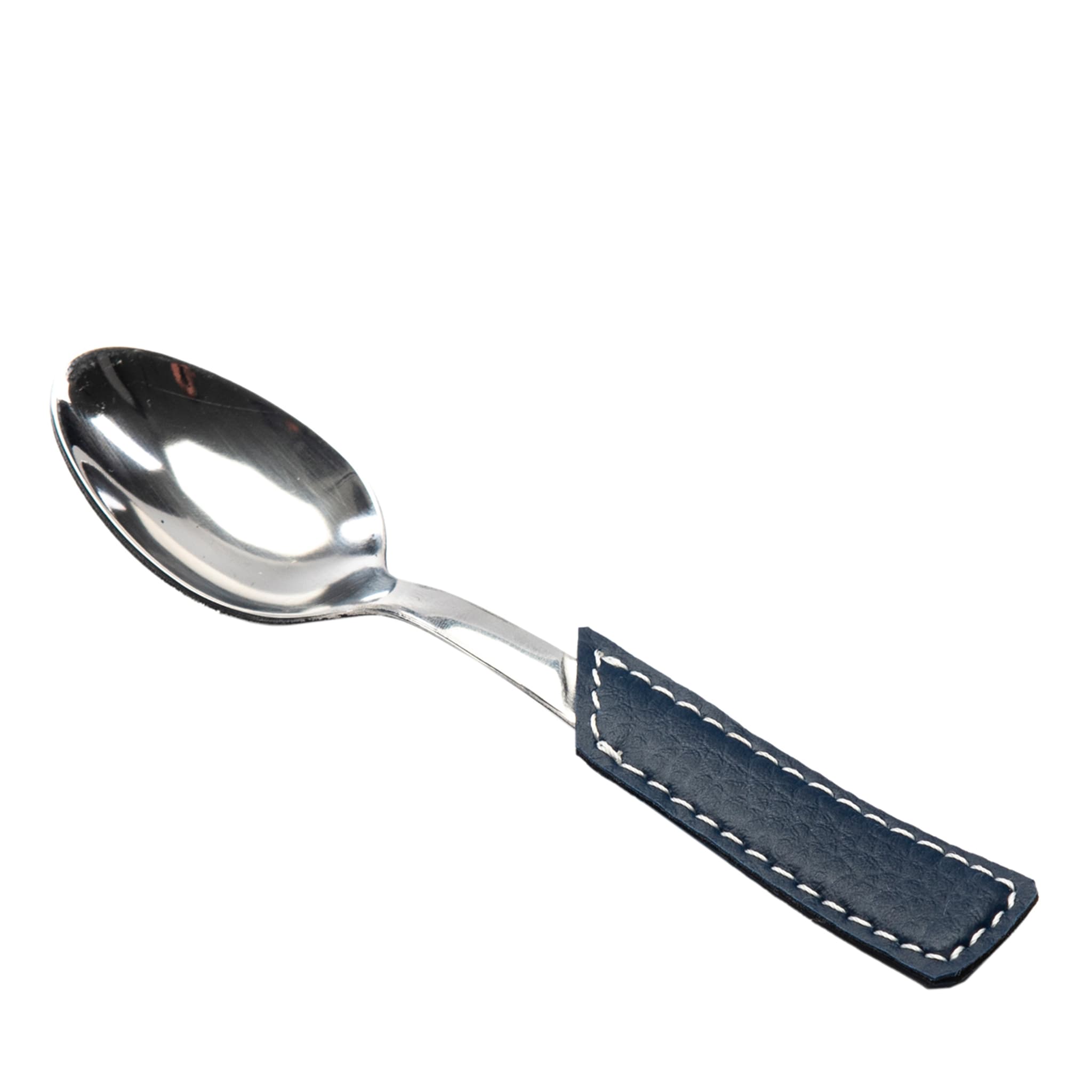 Set of 6 Teaspoons with Blue Eco-Leather Handle - Main view