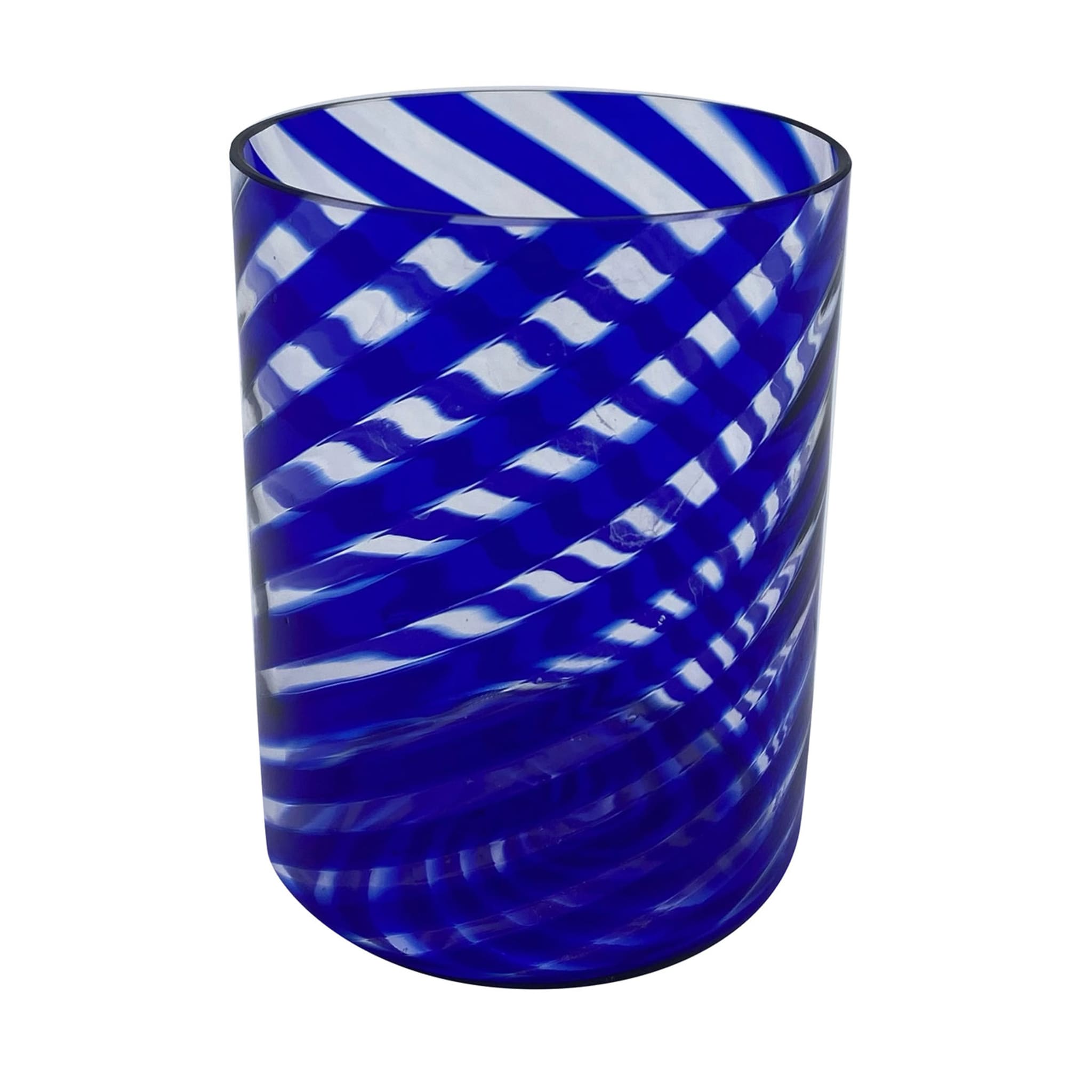 Set di 2 piccoli bicchieri da acqua a spirale blu - Vista principale