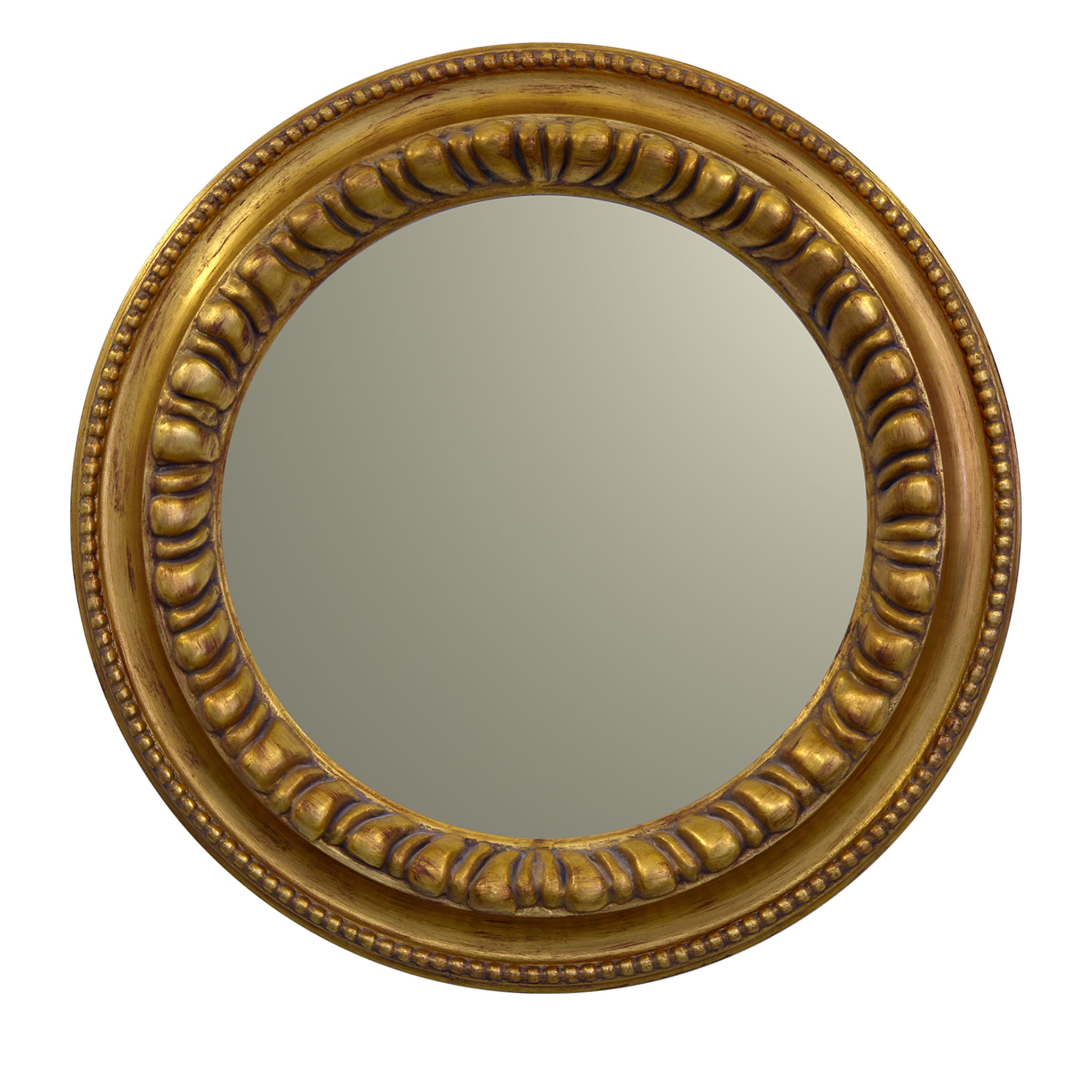 Pastellfarbener runder Spiegel mit goldenem Rahmen - Hauptansicht
