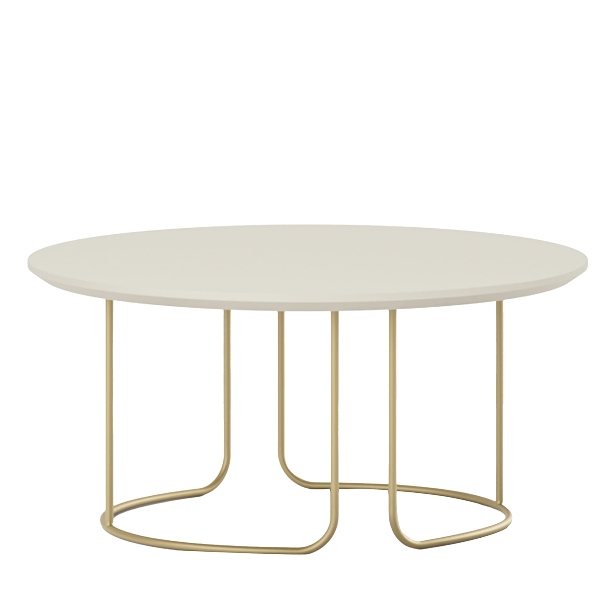 Tavolino rotondo Scala in bianco e oro di Marco Piva - Vista principale