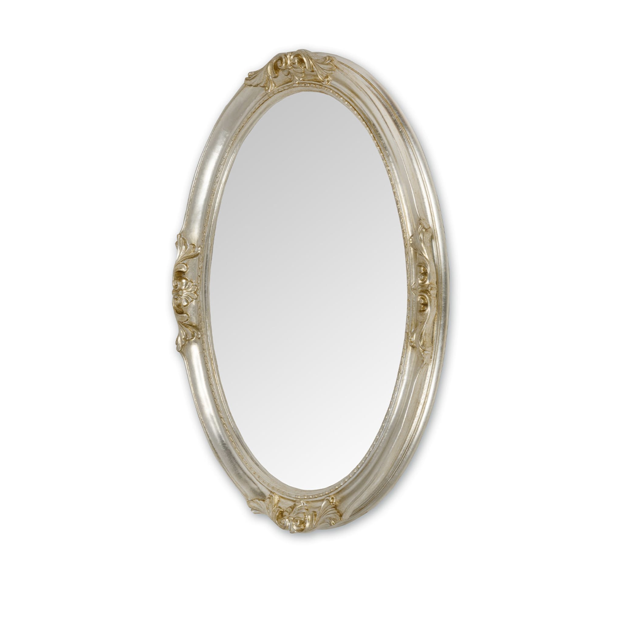 Specchio ovale Brigitte in foglia d'argento anticato - Vista alternativa 3