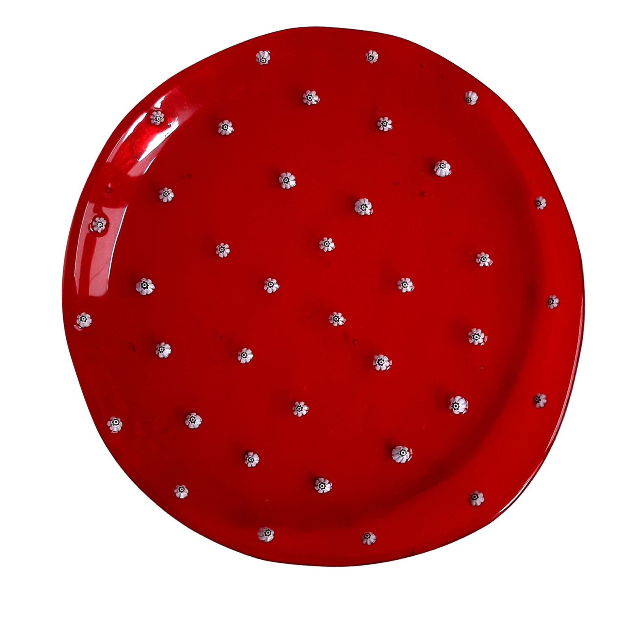 Rosso Set Of 4 Red Glass Dessert Plates - Main view
