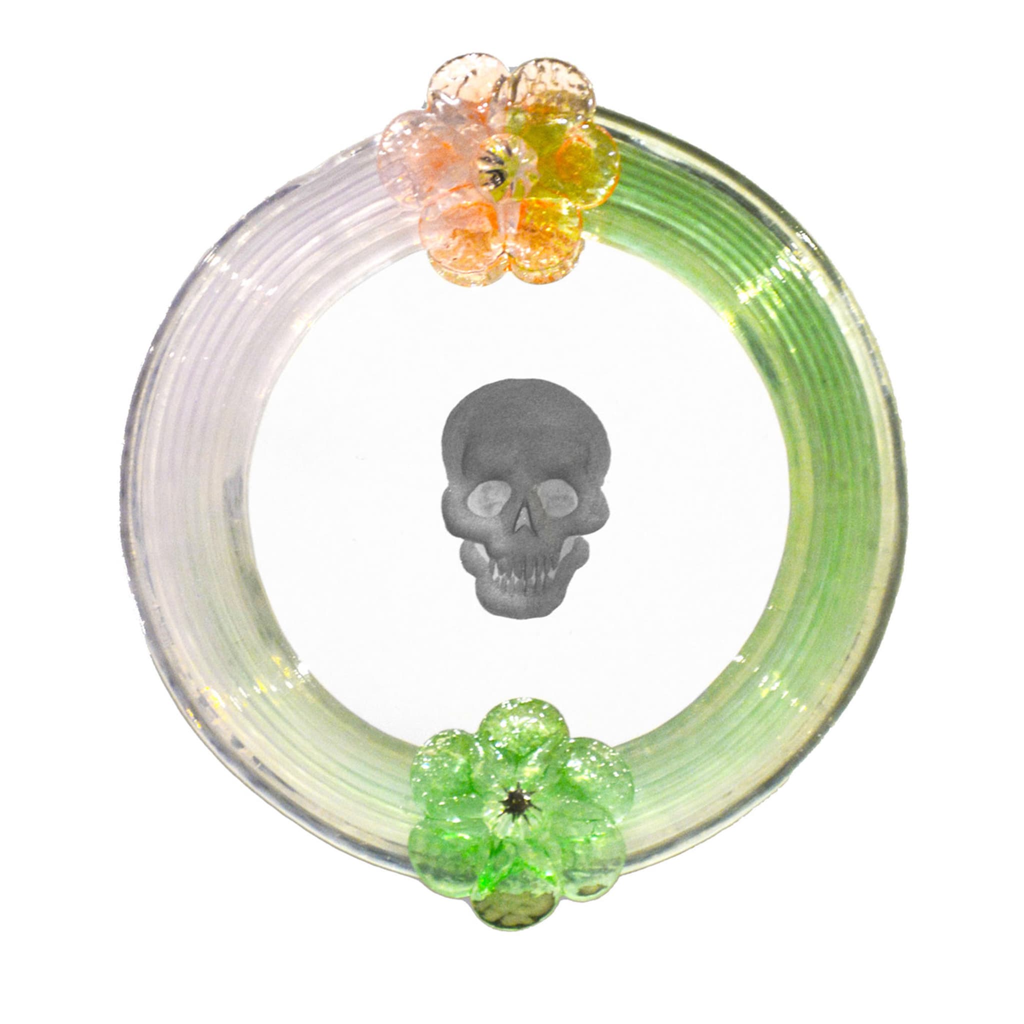 Green Round Skull Mirror By Bradley Theodore - Main view