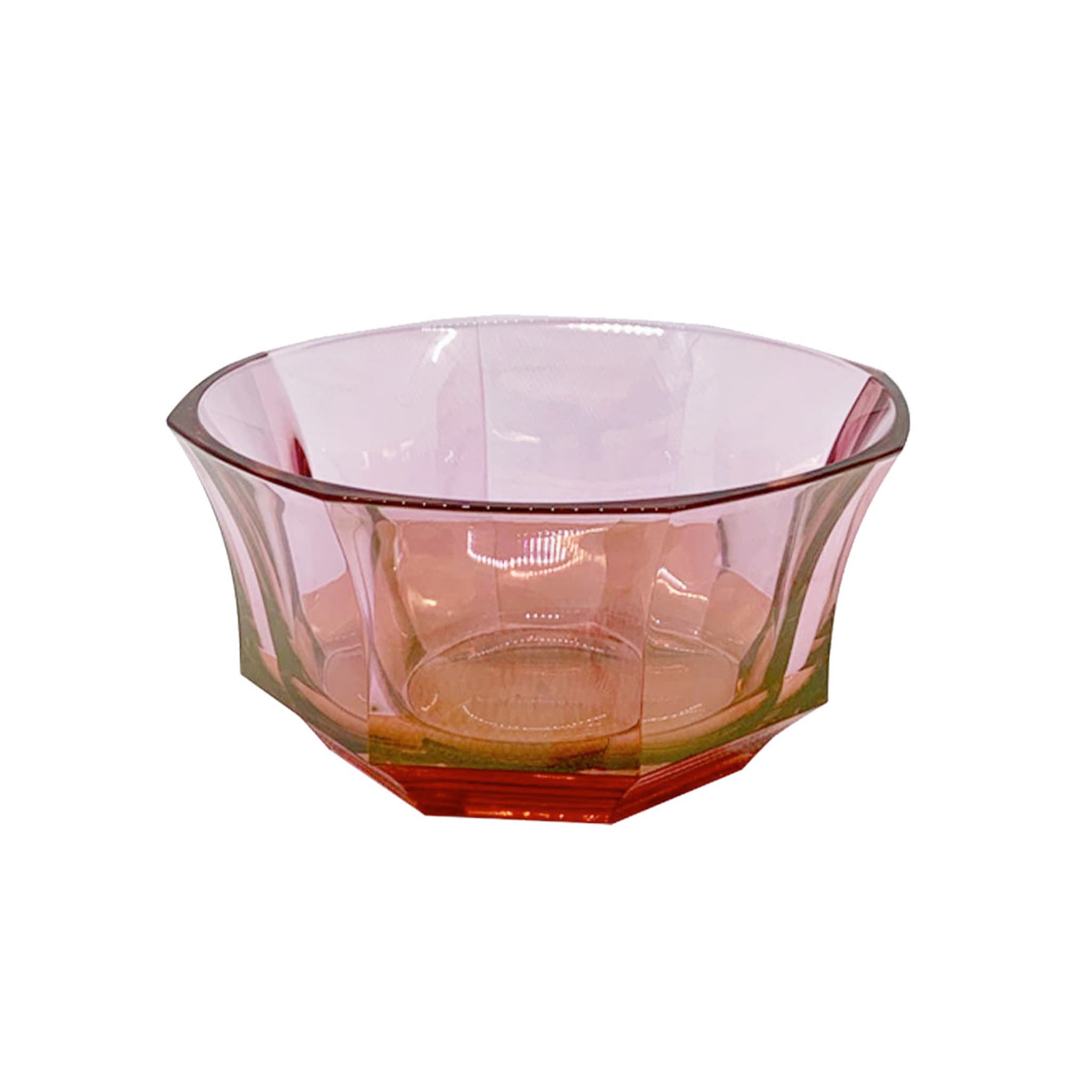 Ciotola da dessert in cristallo sfaccettato rosso-rosa - Vista alternativa 1