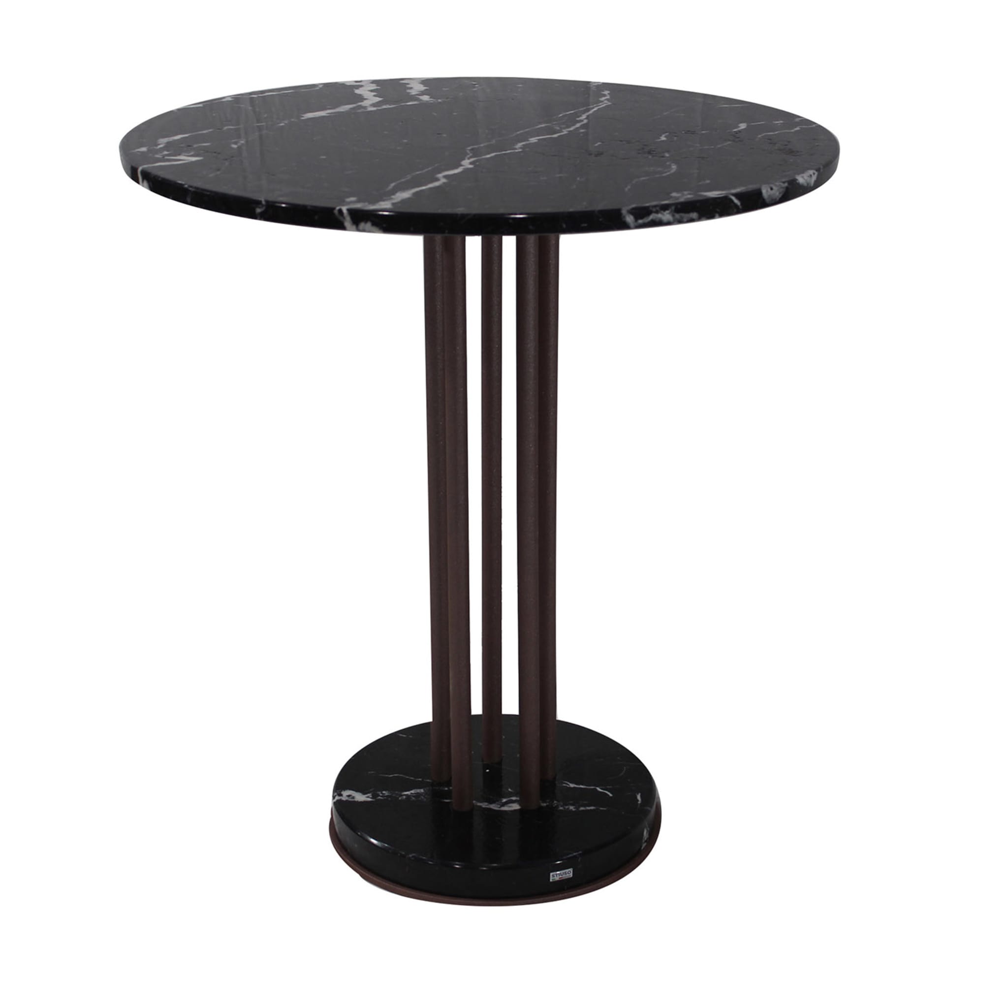 Round Double Black Marquinia Coppery Side Table - Main view