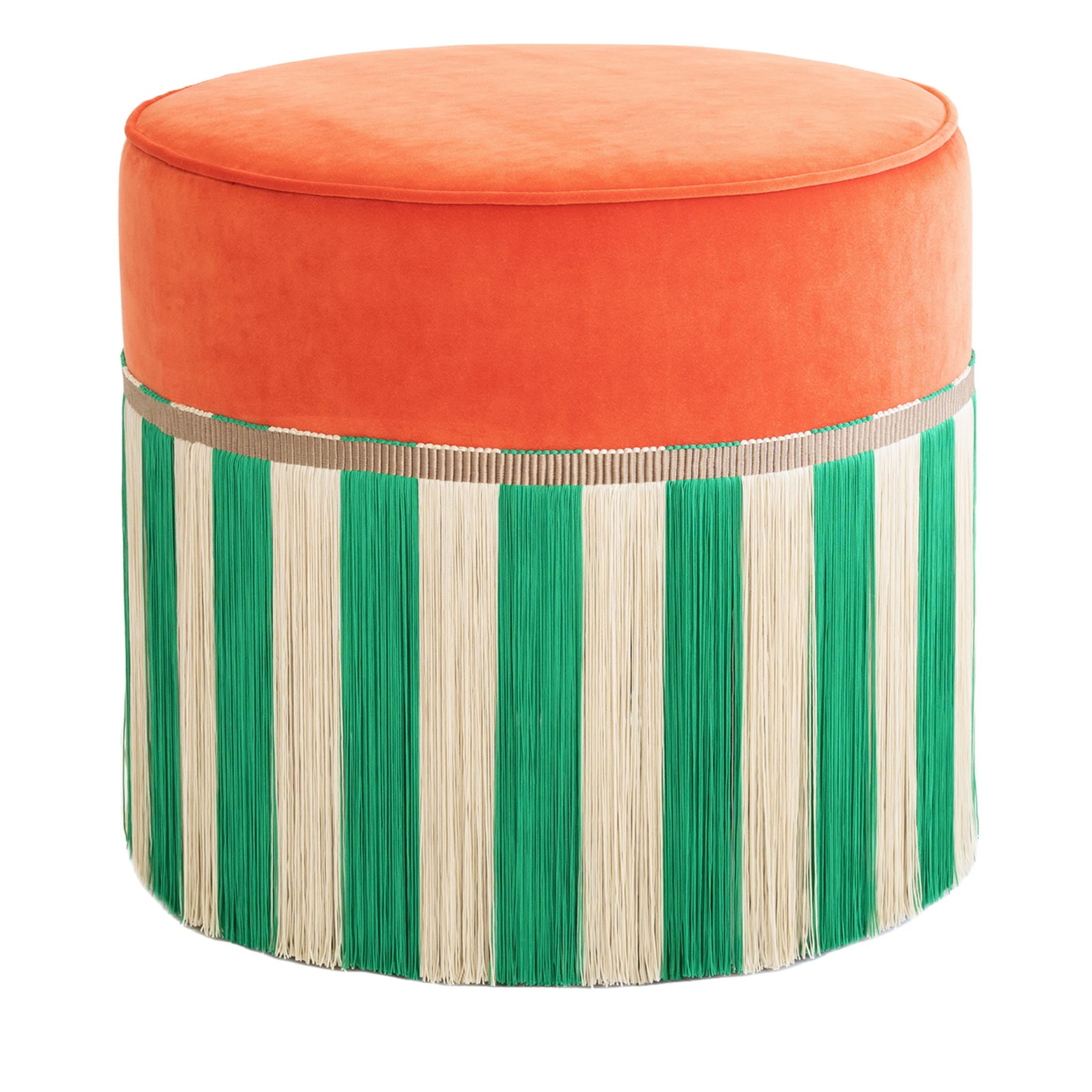 Couture Geometric Riga Large Orange &amp; Green Ottoman - Vue principale