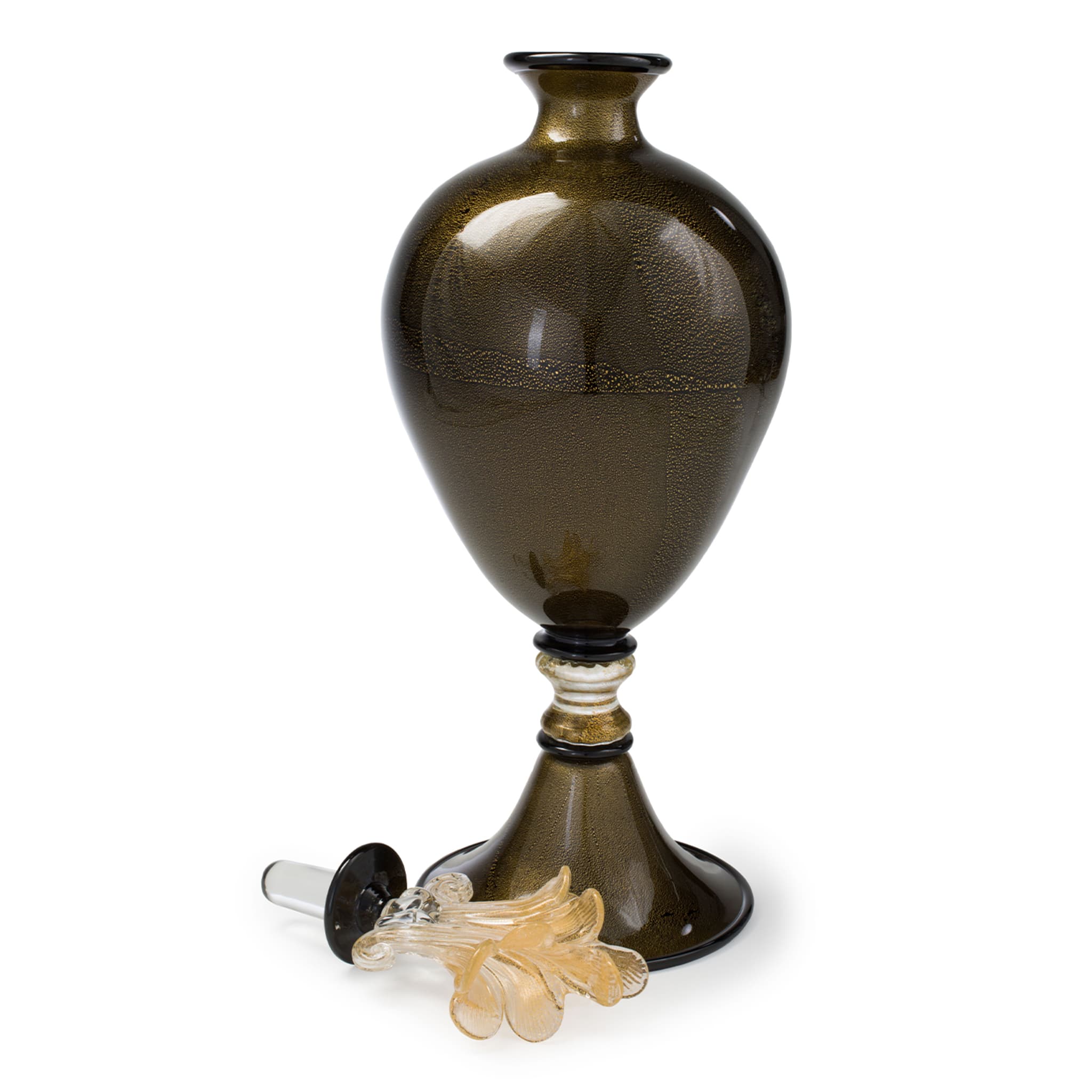Stmat 24K Black & Gold Footed Vase with Lid - Alternative view 2