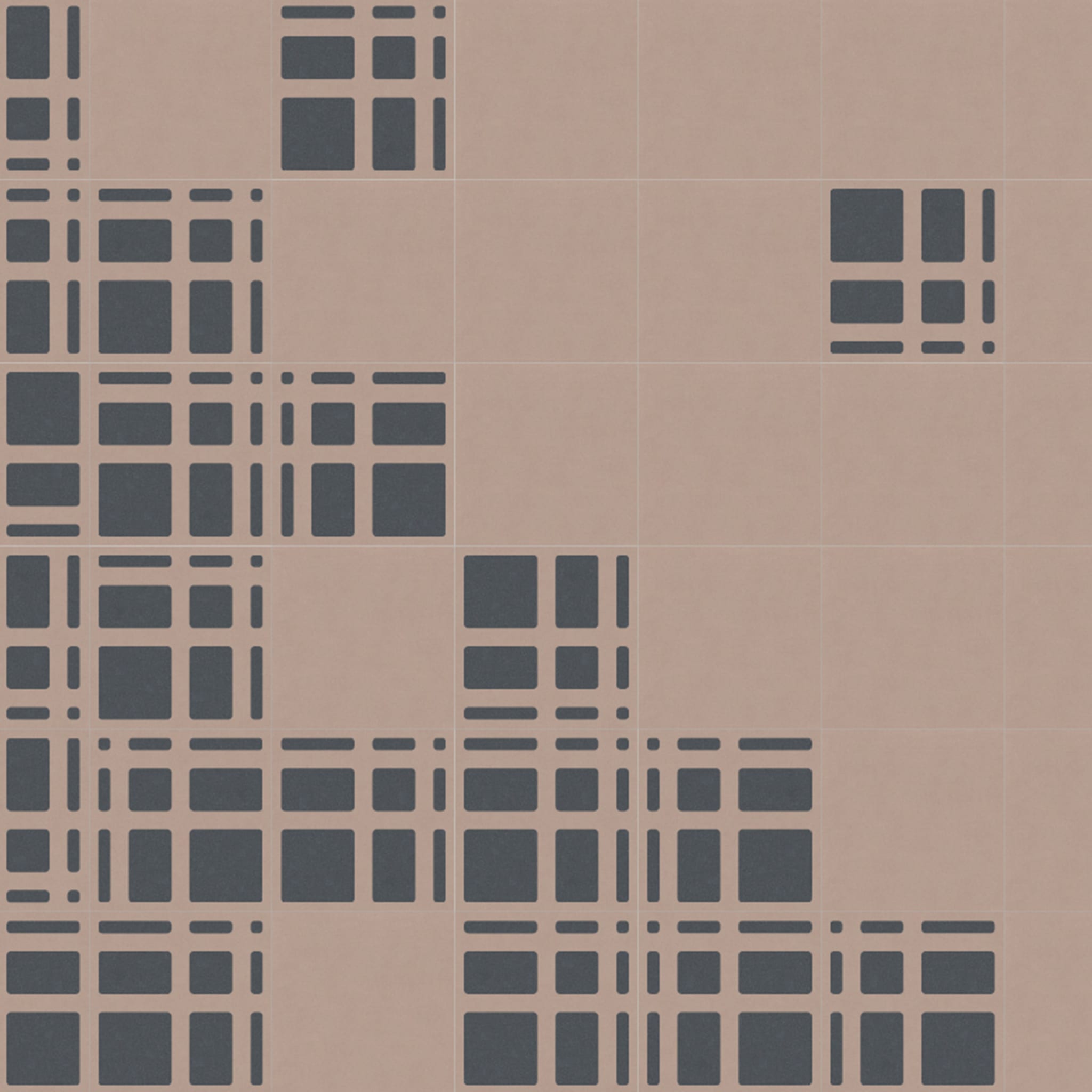 Tartan Set of 25 Pink & Gray Concrete Tiles - Alternative view 4