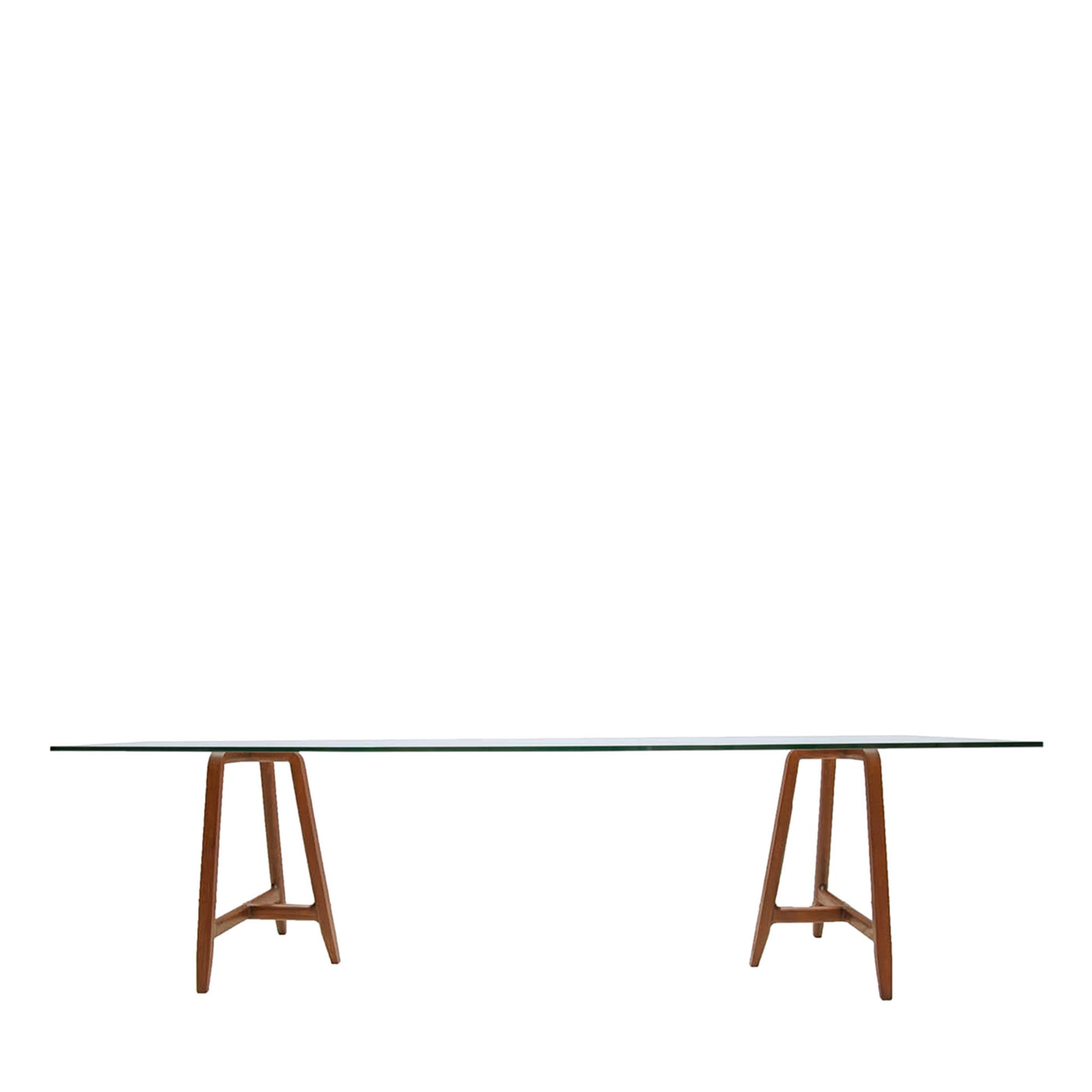Staffelei Tisch aus Glas und Nussbaumholz von Ludovica + Roberto Palomba - Hauptansicht