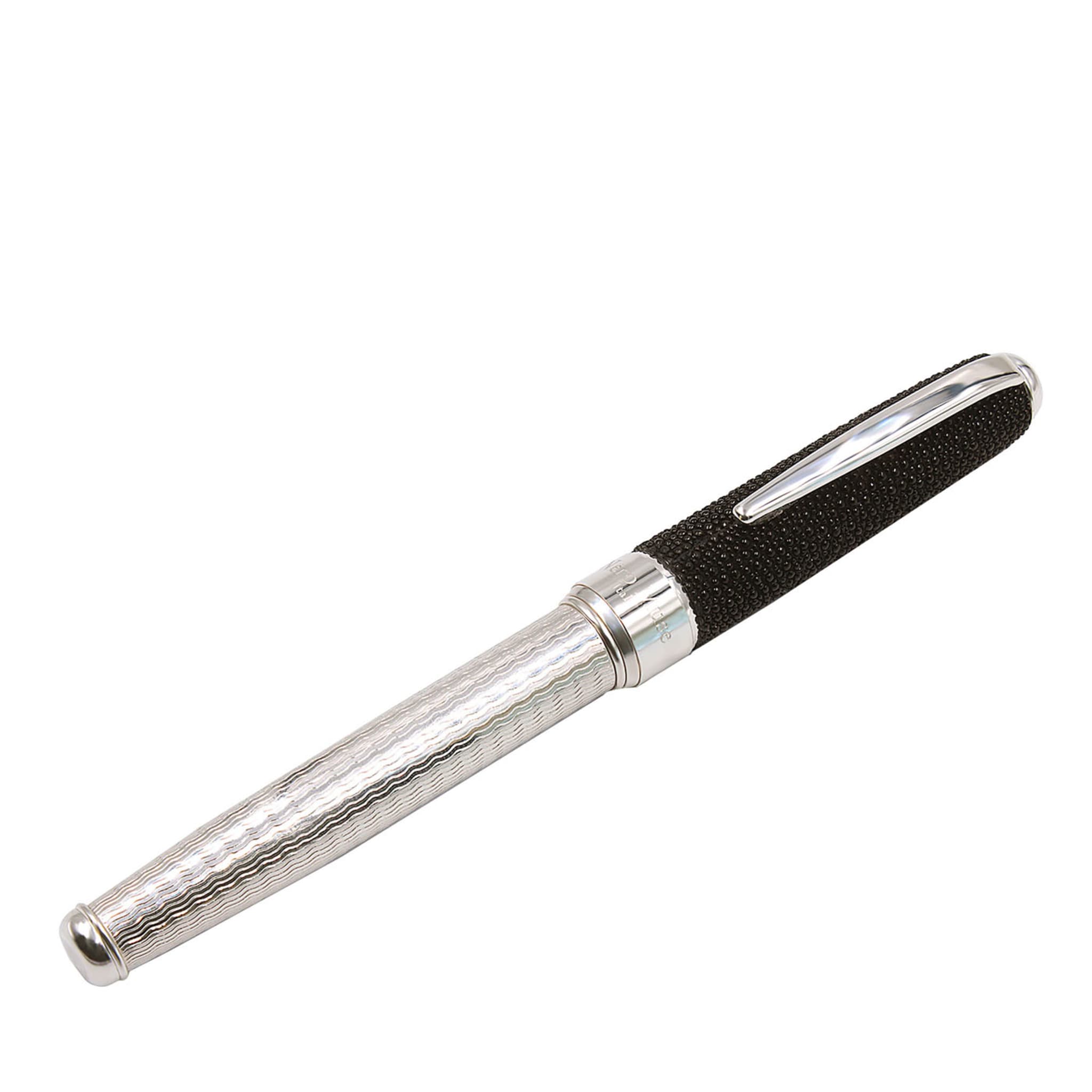 Black Galuchat Leather Silver Fountain Pen - Alternative view 4
