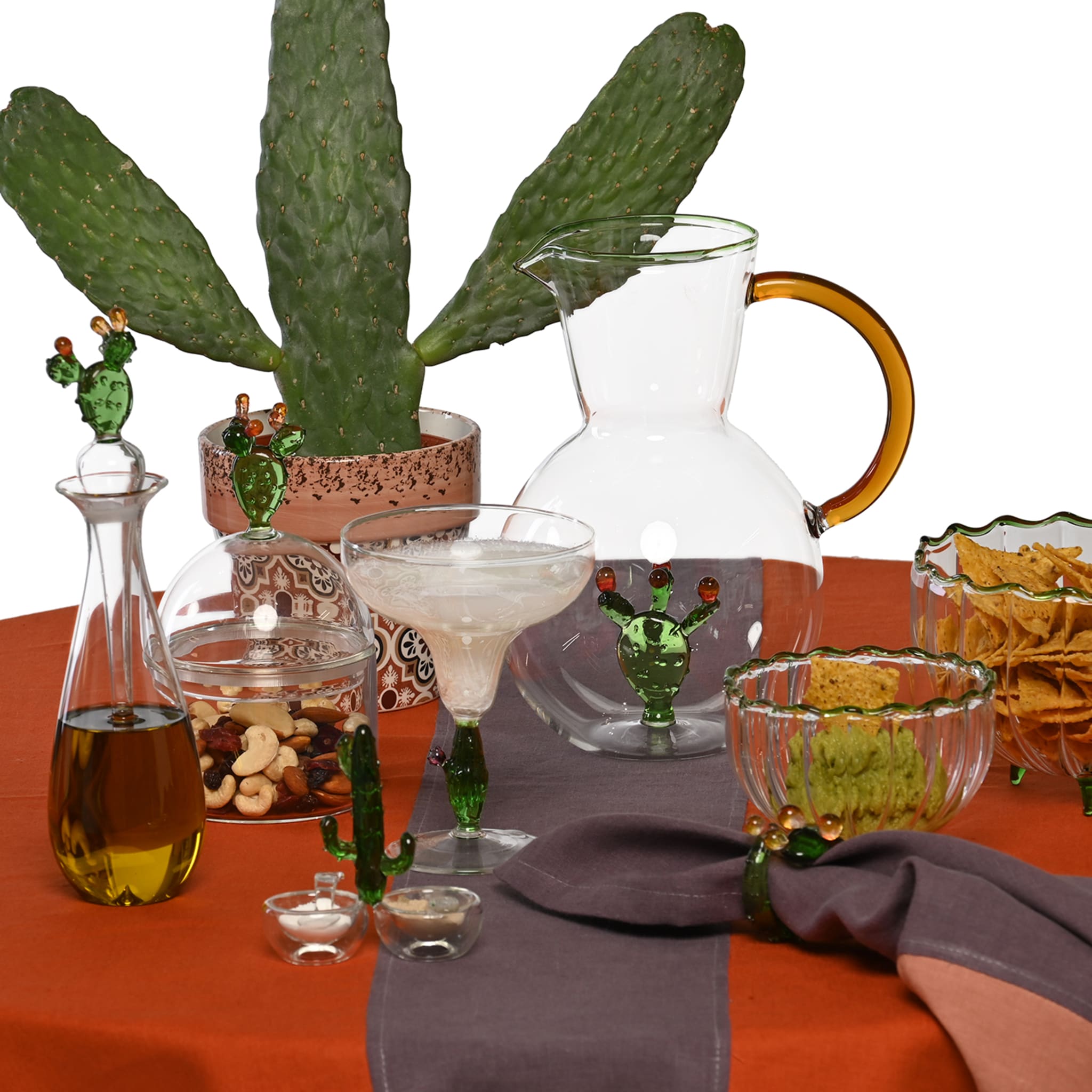 Portofino Handcrafted Glass Cactus Salt&Pepper Set  - Alternative view 2