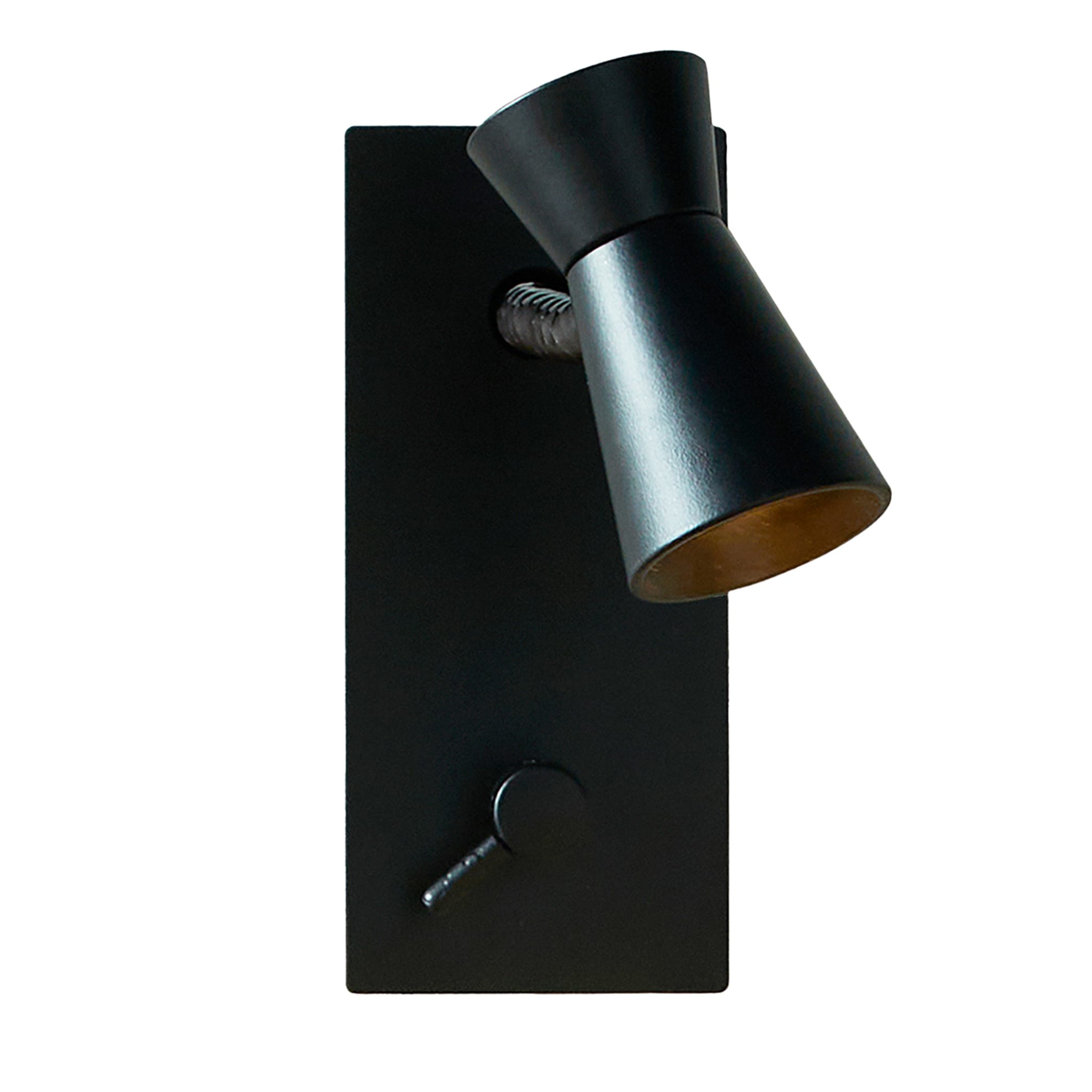 G+T Matte Black Sconce with Leather Insert - Main view