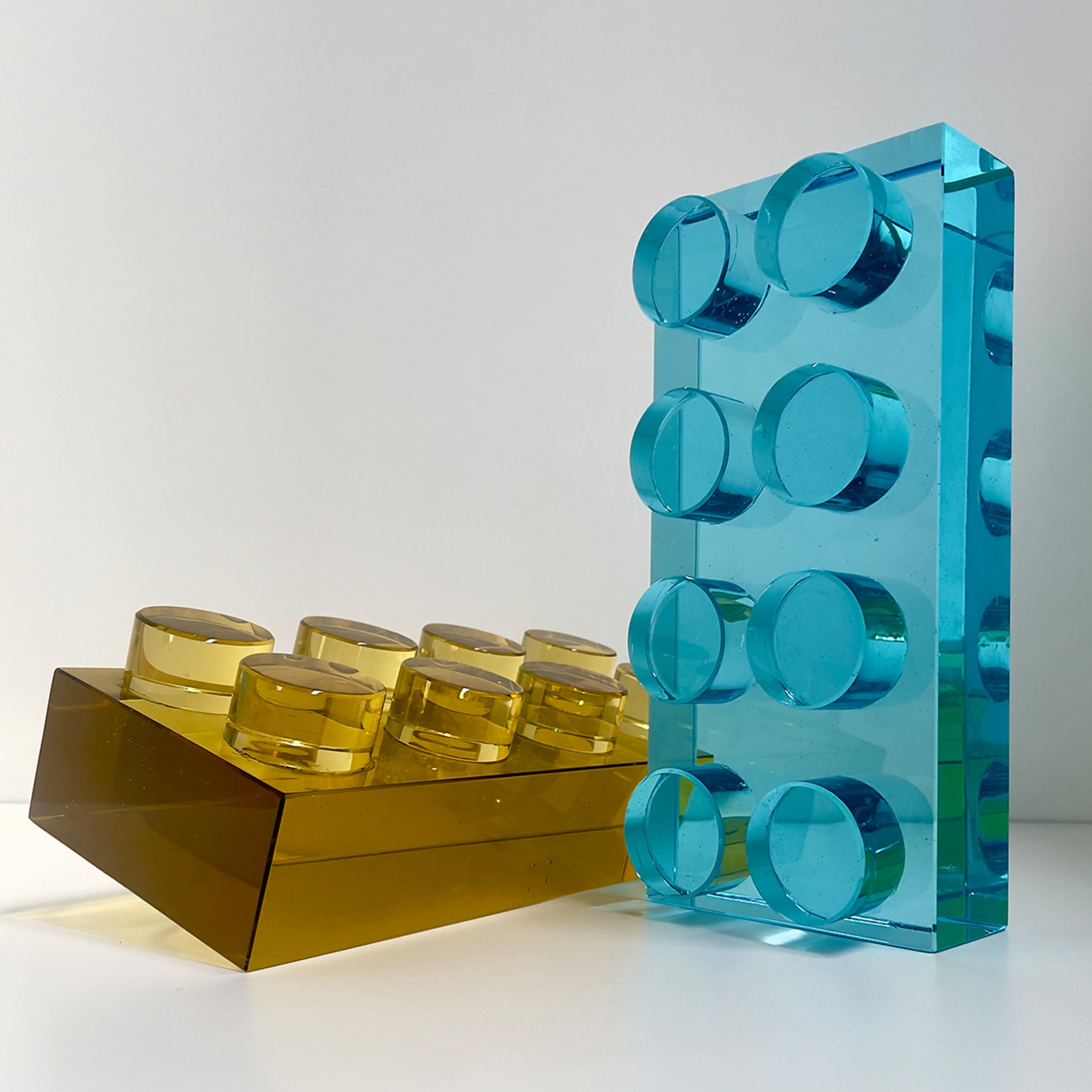 Brick Handmade Blu Crystal Sculpture - Alternative view 4