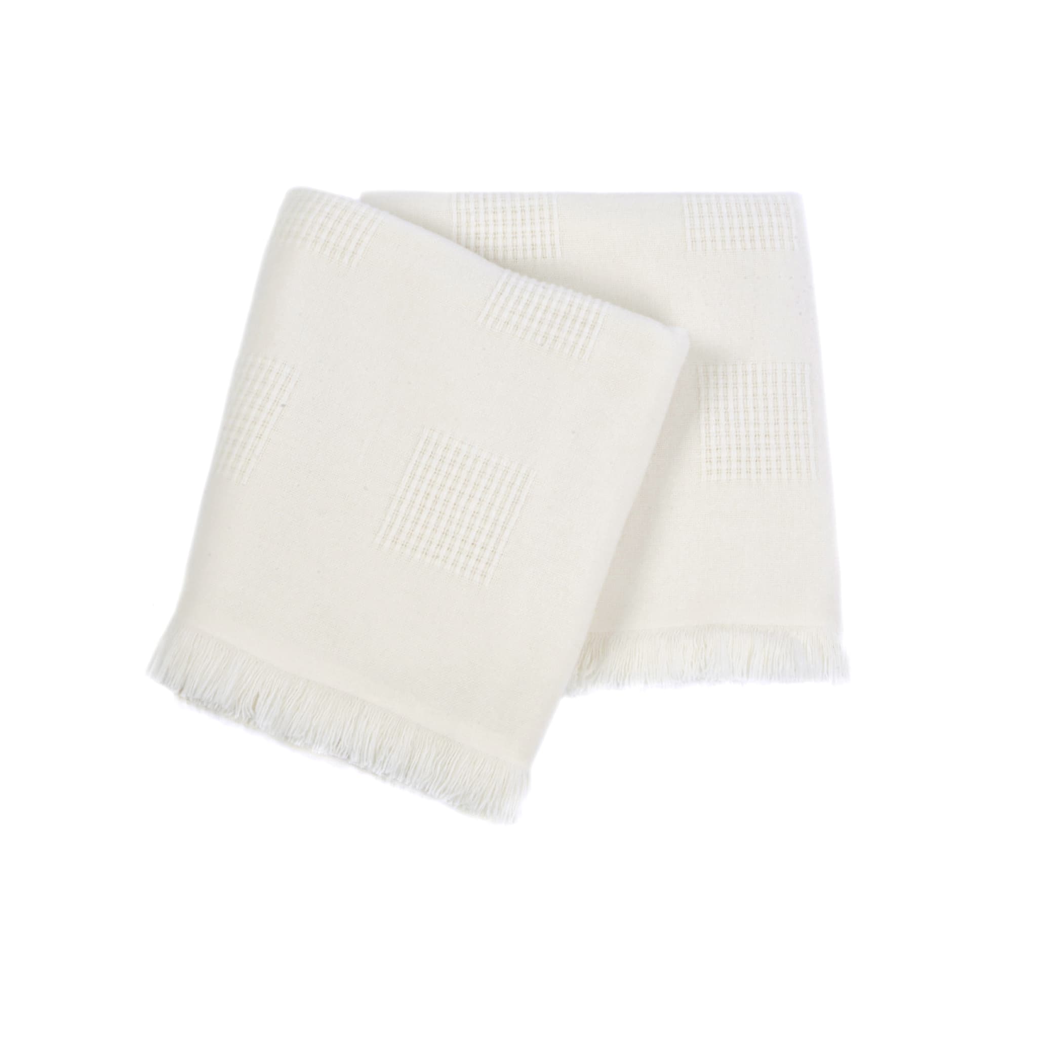 Farnese Cream 100% Cashmere Single Plaid with short fringes - Main view