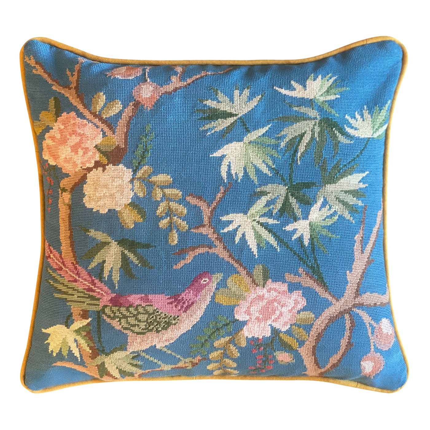 Forest Bird Hand-Embroidered square cushion - Midsummer Milano