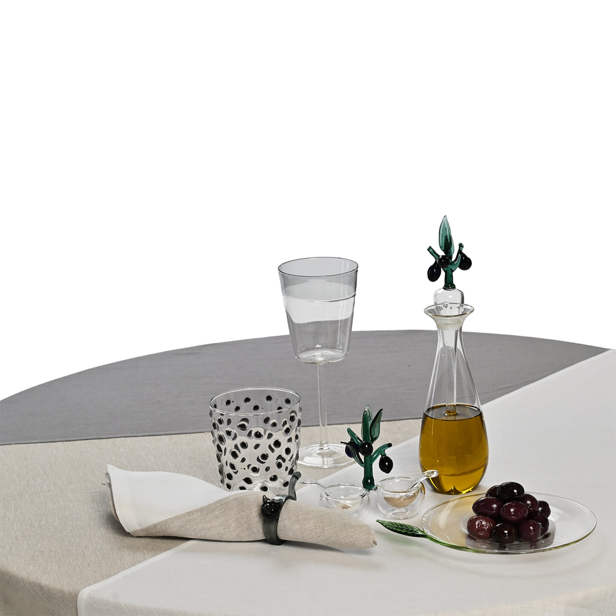 Set of 4 Luxury Bicolor White-Salt Pepper Linen Napkins - Alternative view 1