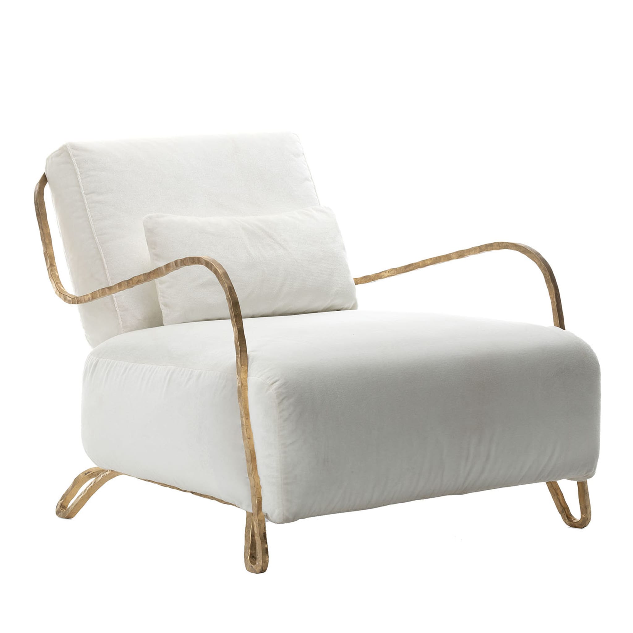 Moonlight White and Gold Low Armchair - Main view