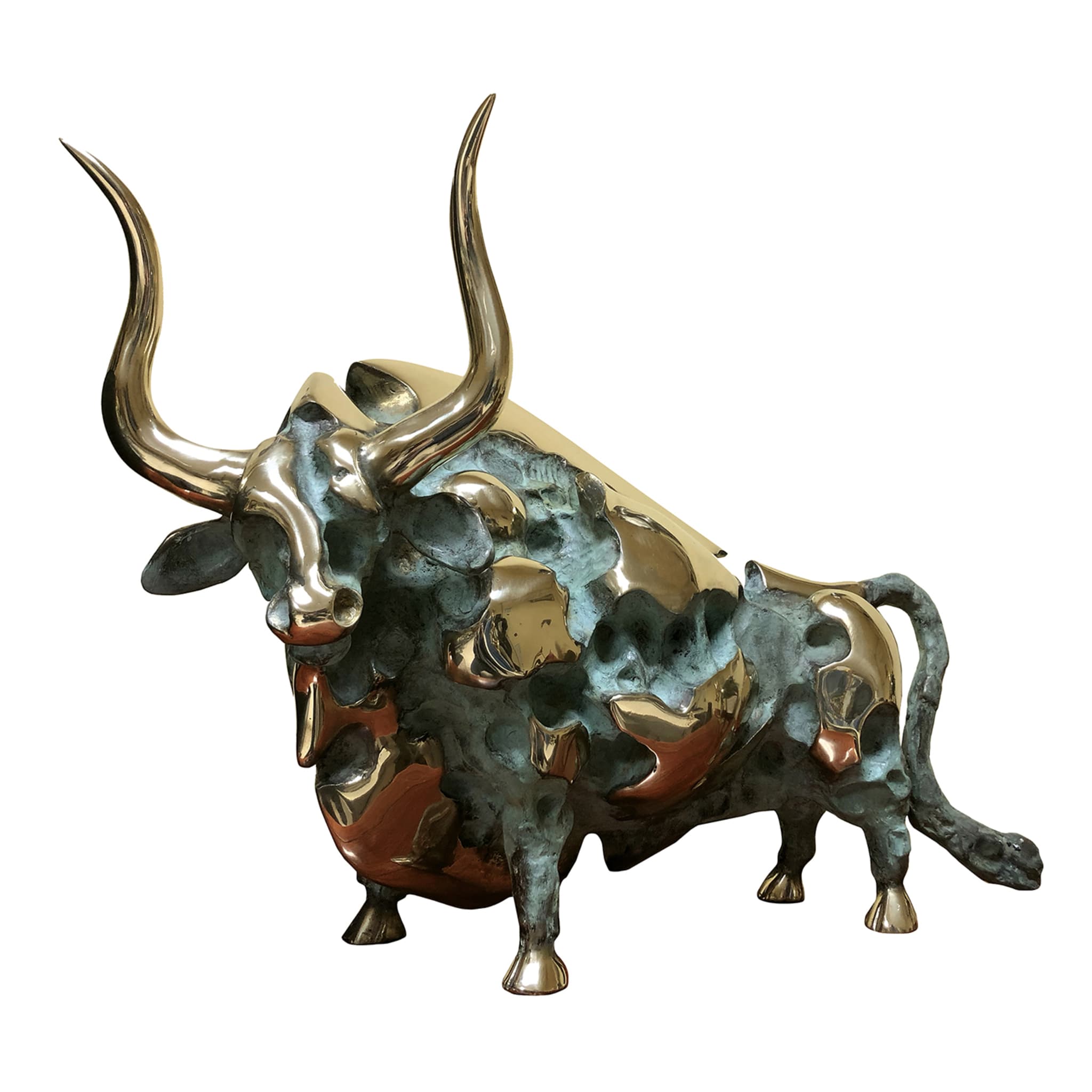 Estatuilla de bronce de toro contemporáneo - Vista principal