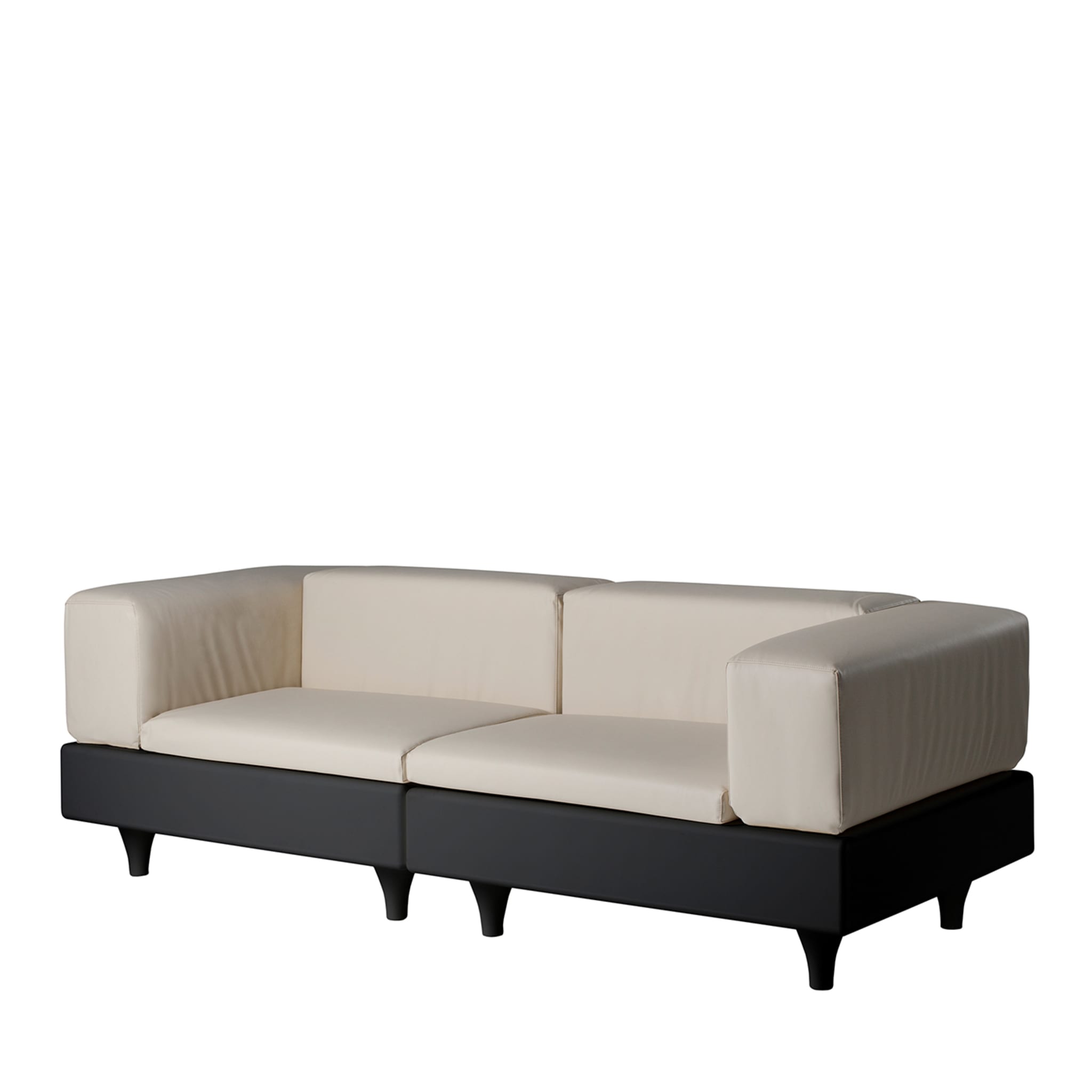 Happylife 2-Seater Black and Beige Sofa - Main view