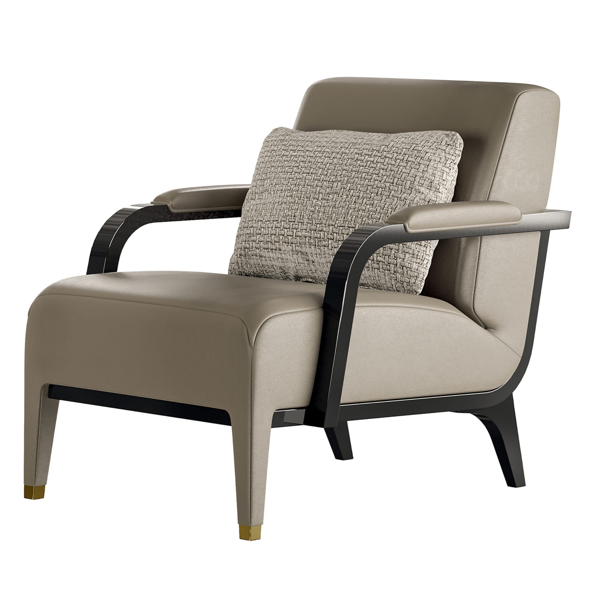 Fauteuil en cuir beige - Vue principale