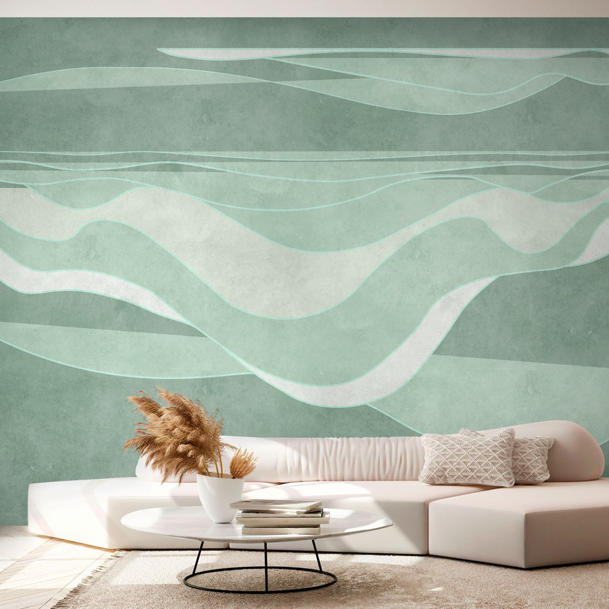 Green Deep Wave textured wallpaper - Alternative view 2