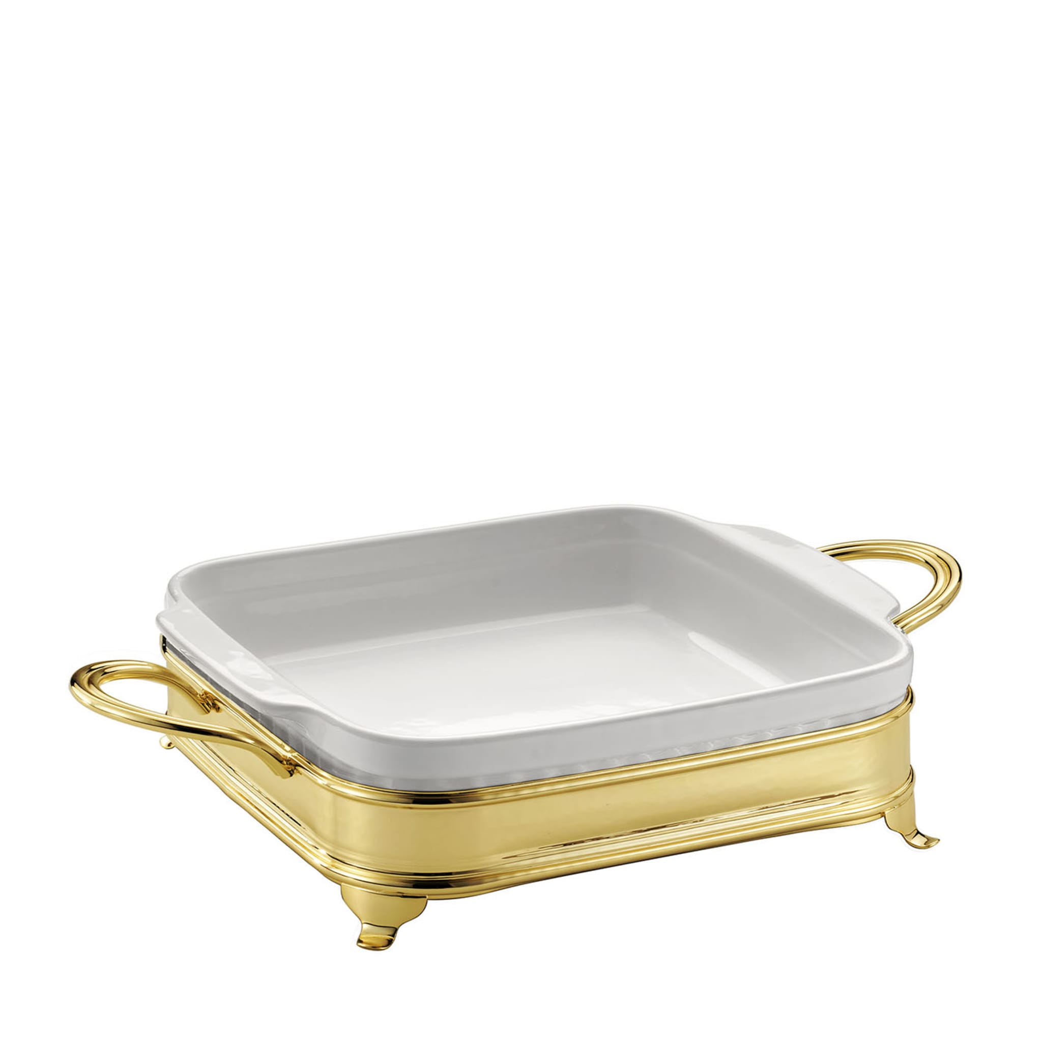 Square Baking Dish with Two-Handle Golden Holder - Main view