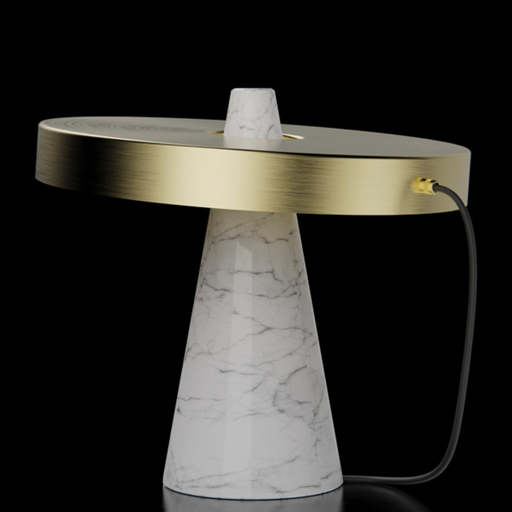ED039 Lampe de table en pierre blanche et laiton - Vue alternative 2